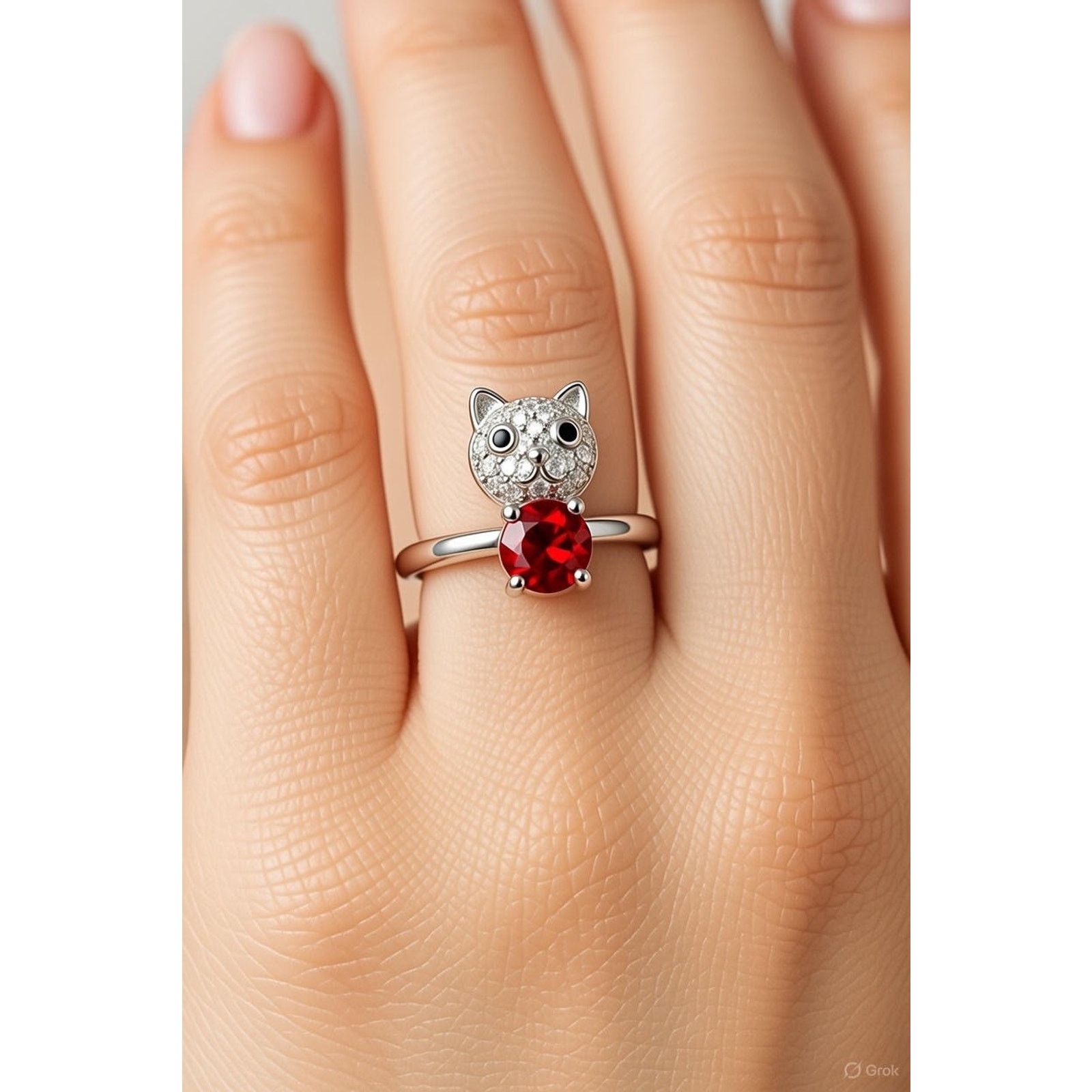 & Other Stories Silvertone Swarovski Cat Ring for Ladies Size Size ONE SIZE - 5 Thumbnail