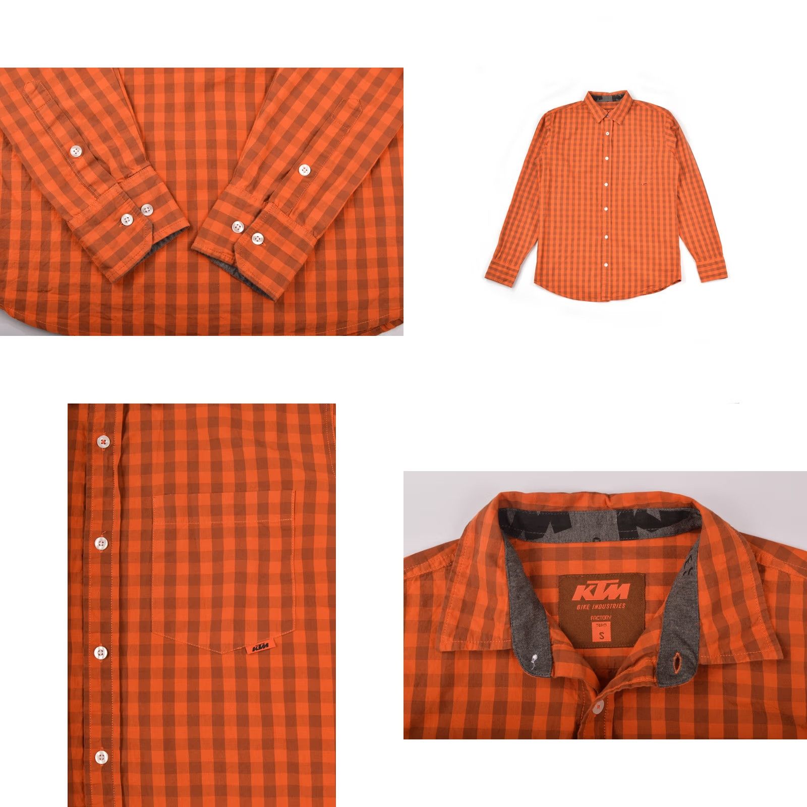 Vintage KTM Bike Industries Factory Team Orange Check Button Shirt Racing Size S Mens Size US S / EU 44-46 / 1 - 8 Thumbnail
