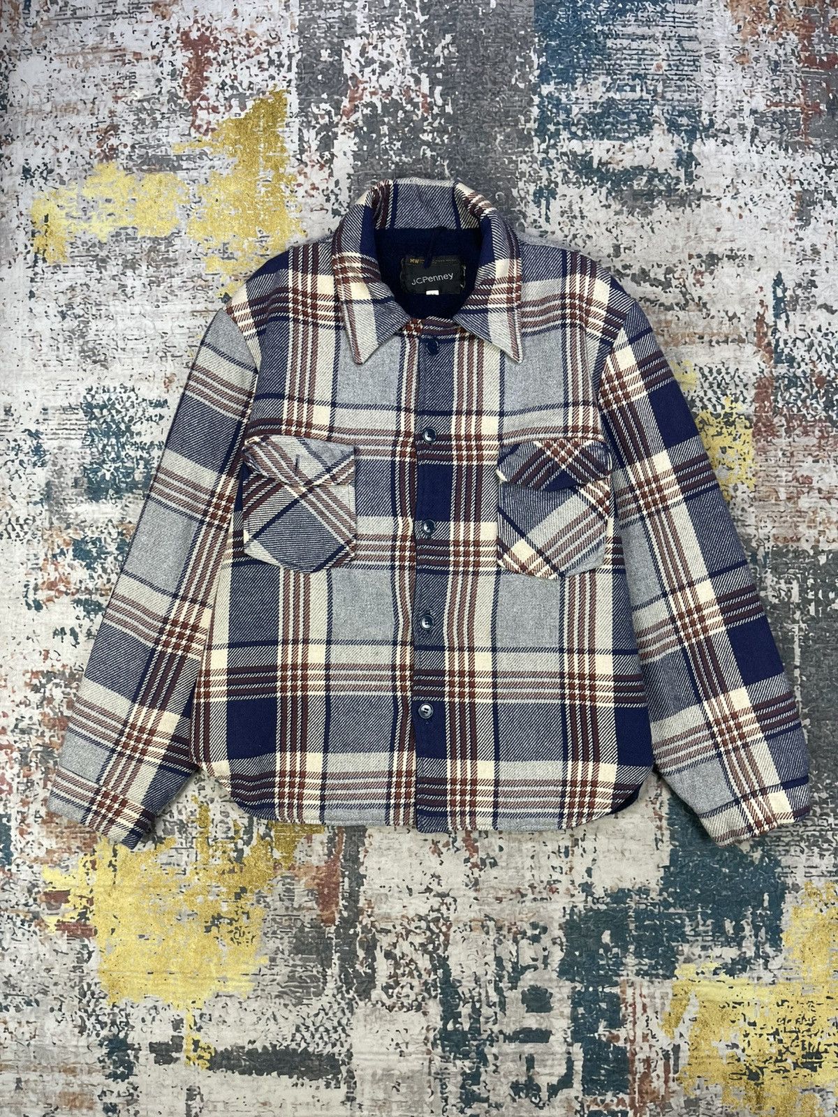 JCPenney Vtg JCpenny Plaid Melton Wool Button Down Overshirt Jacket Size US XL / EU 56 / 4 - 16 Thumbnail