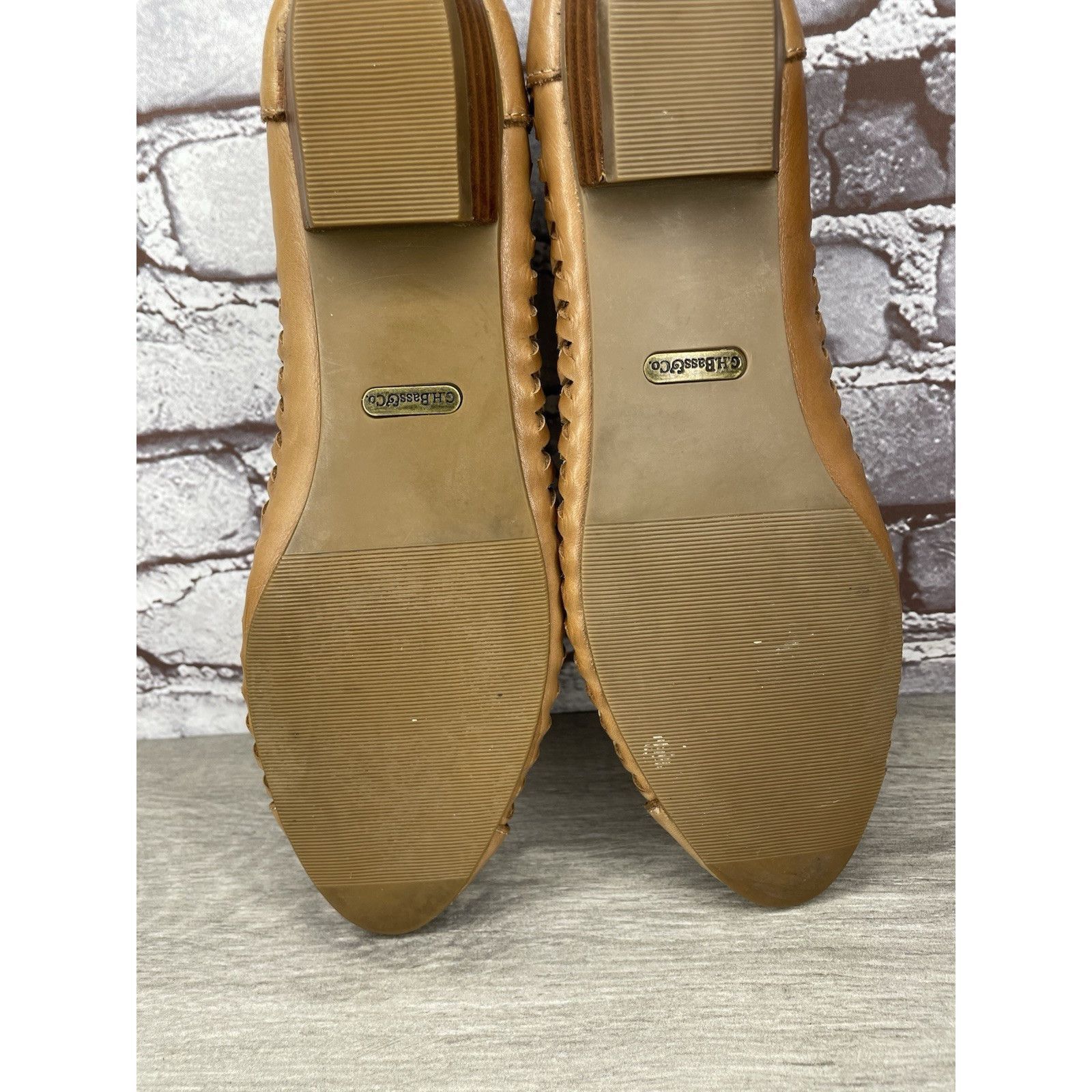 G.H. Bass & Co. Bass Hayden Fawn Tan Brown Leather Woven Strap Heel Flats Wo Size US 11 / IT 41 - 23 Thumbnail