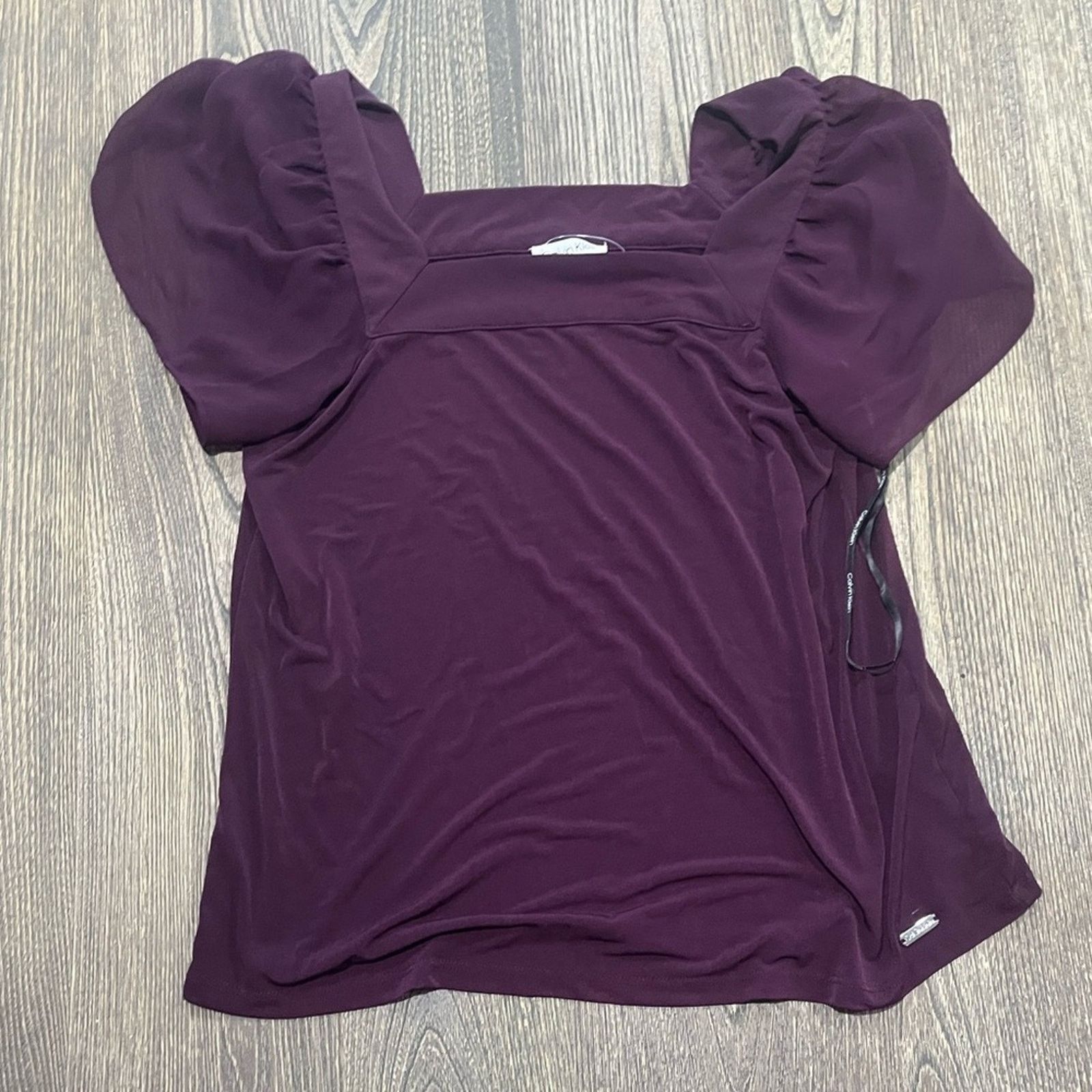 Calvin Klein Calvin Klein Womens Blouse Short Puff Sleeve Square Neck S Size S / US 4 / IT 40 - 1 Thumbnail