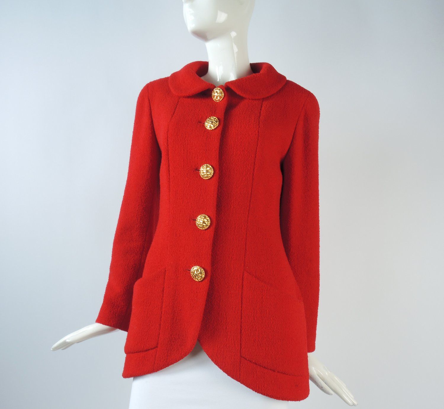 image of Chanel O1Smst1Ft0424 Boucle Jacket In Red, Women's (Size Small)