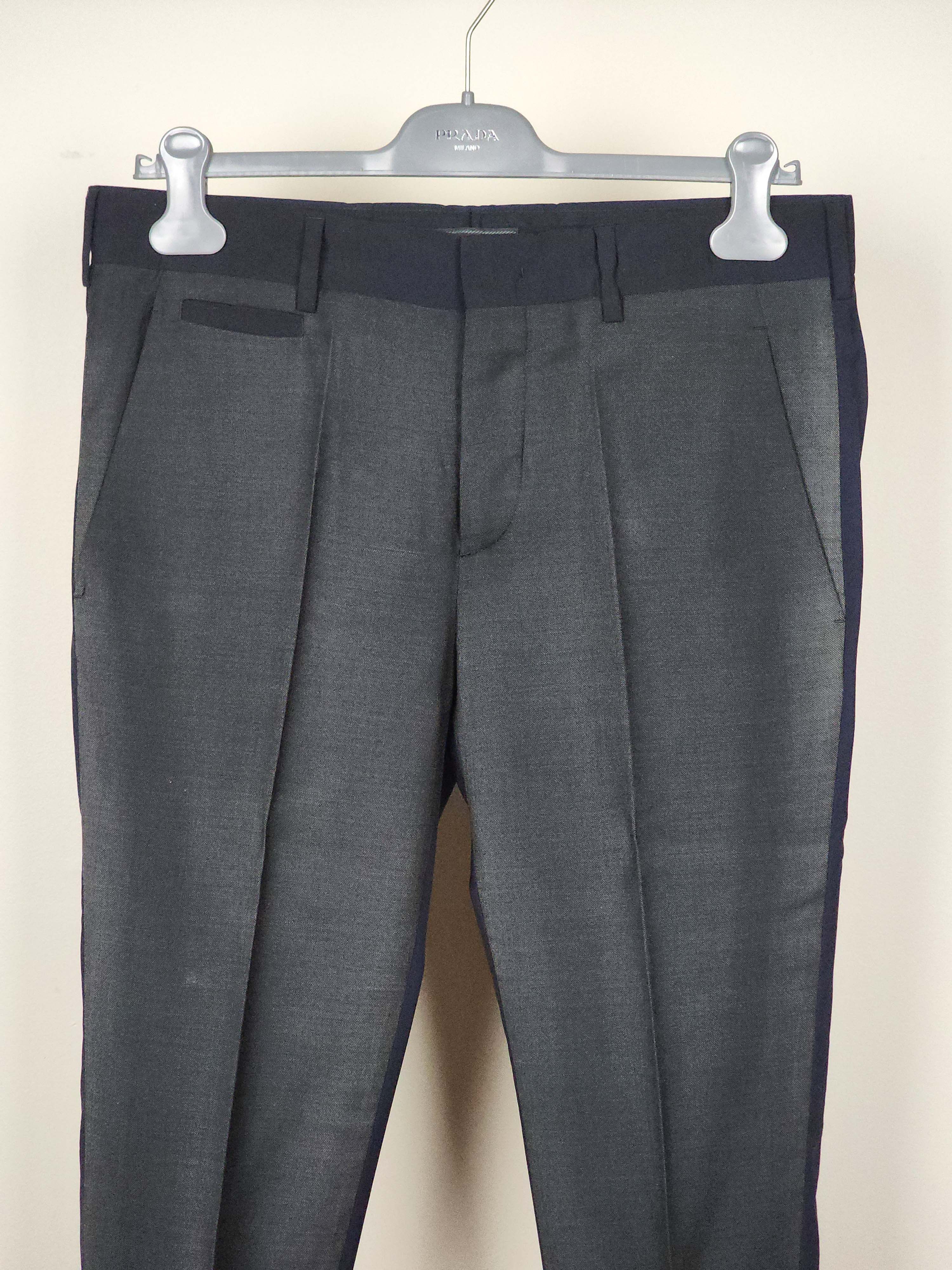 Prada Bicolor Charcoal Navy Virgin Wool Pants Size US 32 / EU 48 - 2 Thumbnail