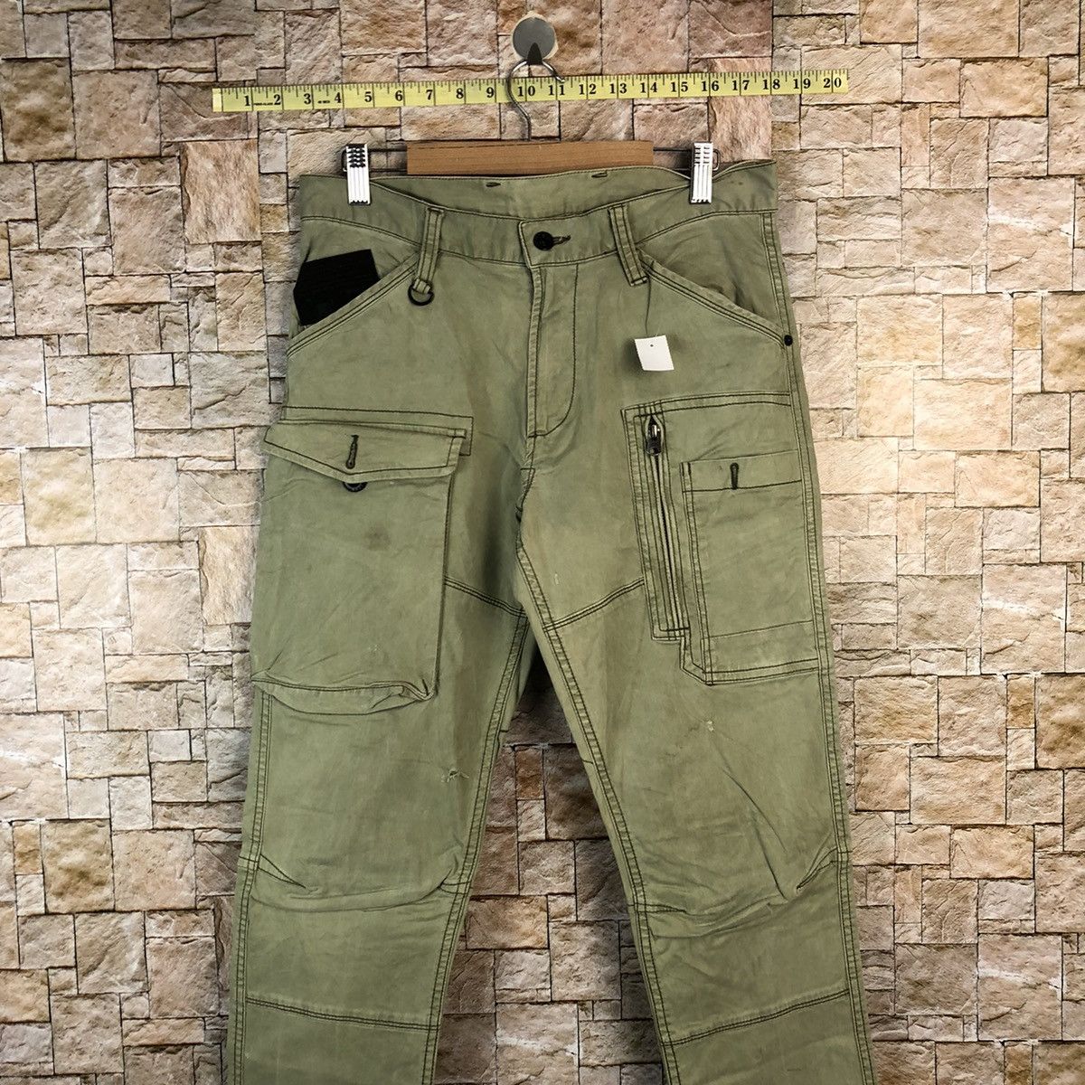 Japanese Brand IZRF Military Green Cargo Multipocket Pants #A1158 Size US 31 - 2 Thumbnail