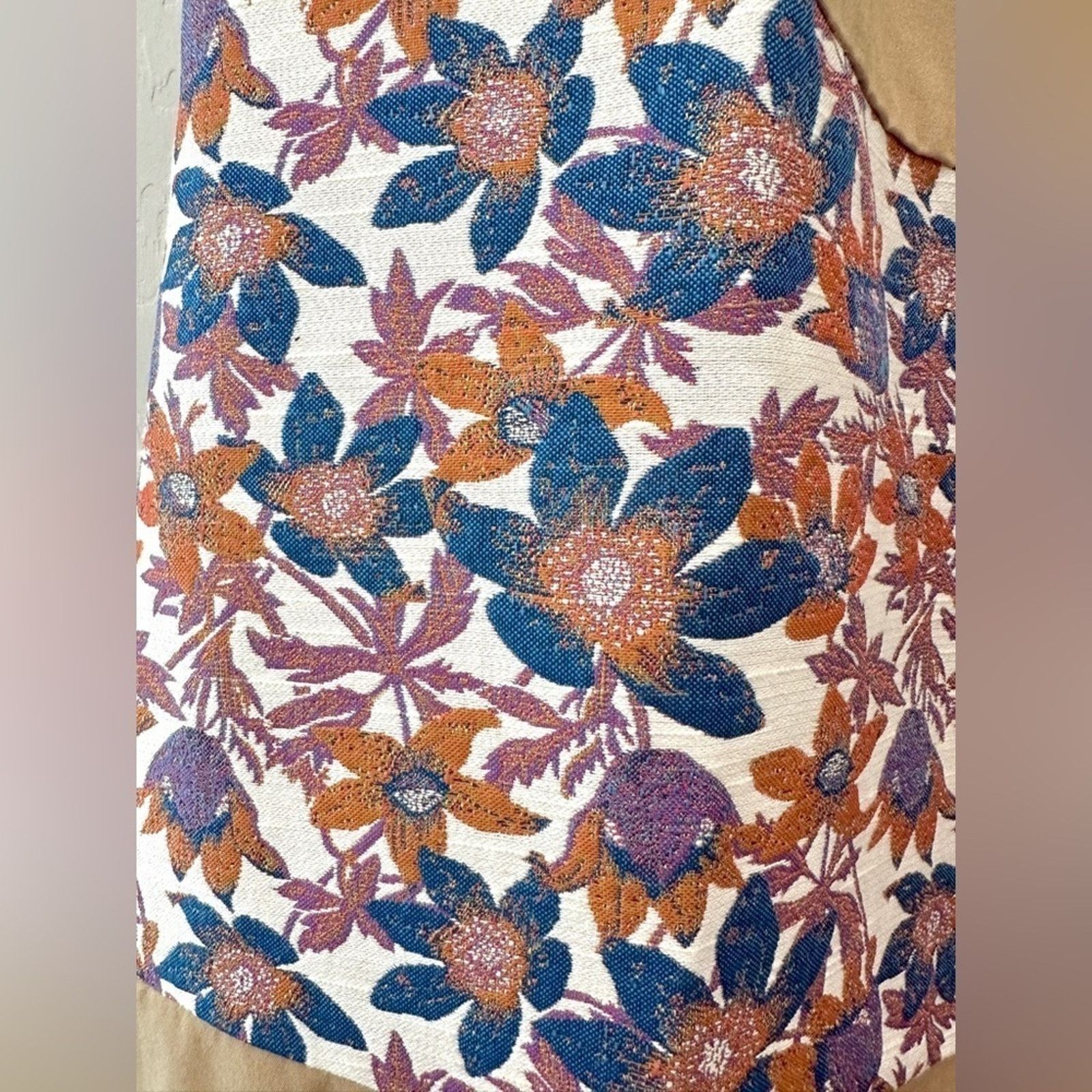 Anthropologie ANTHROPOLOGIE | Tan Floral Jacquard Tiered Maxi Skirt Size 34" / US 12 / IT 48 - 3 Thumbnail