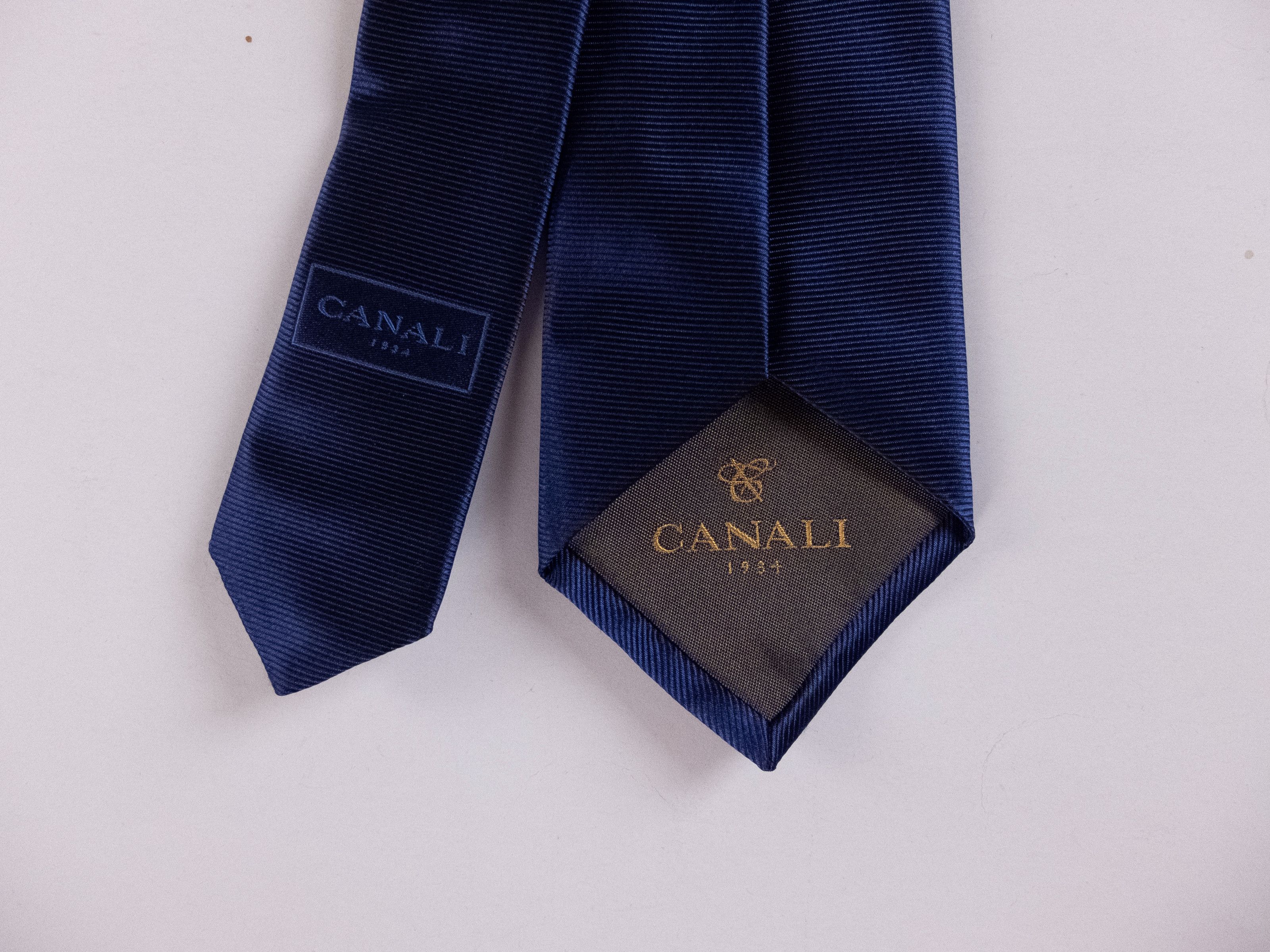 Canali CANALI solid blue woven silk tie authentic NWT Italy Size ONE SIZE - 5 Thumbnail
