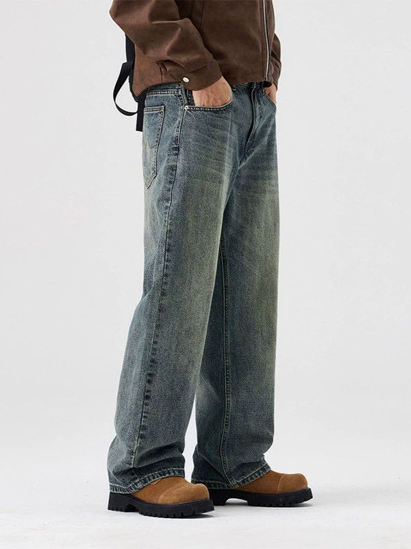 Vintage Men's vintage loose wide-leg washed distressed jeans Size US 32 / EU 48 - 3 Thumbnail