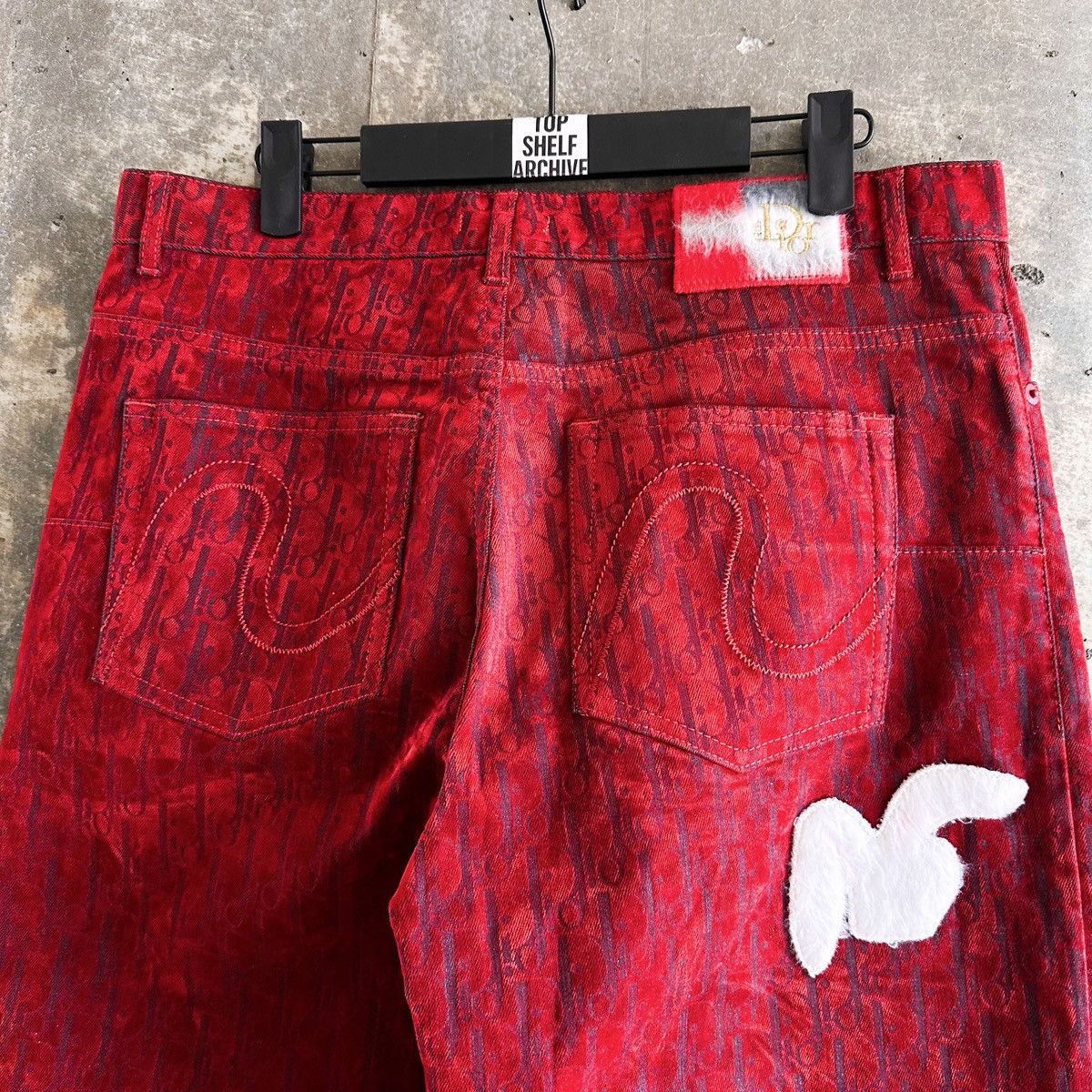 Dior × ERL ❤️‍🔥 VVIP RUNWAY Chinese New Year Oblique Crushed Velvet Denim Size US 33 - 7 Thumbnail