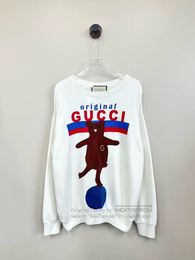Gucci Gucci White circus bear red and blue letter logo sweatshir Size US XXS / EU 40 - 1 Thumbnail