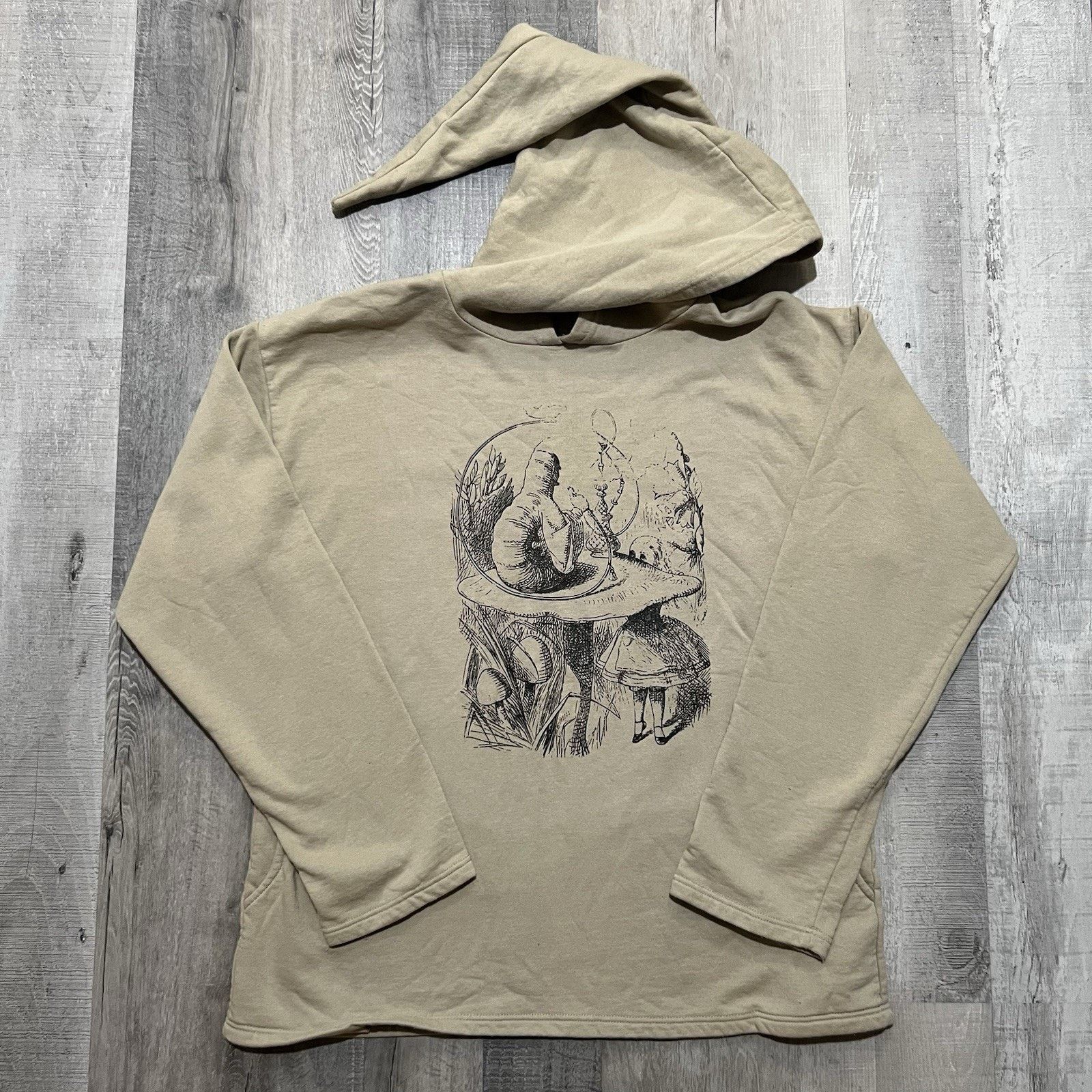 Vintage VTG Alice In Wonderland Jester Hood Beige Movie Promo Hoodie Size US XXL / EU 58 / 5 - 1 Thumbnail