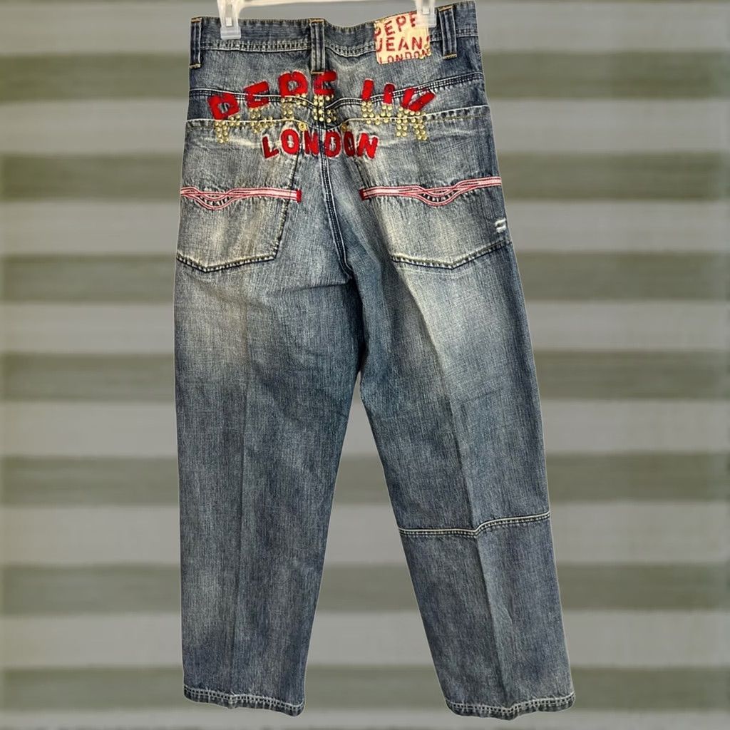 Pepe Jeans VINTAGE Pepe Jeans London Men's 32x32 Beaded Embroidered Baggy 90’s RARE Size US 32 / EU 48 - 1 Thumbnail