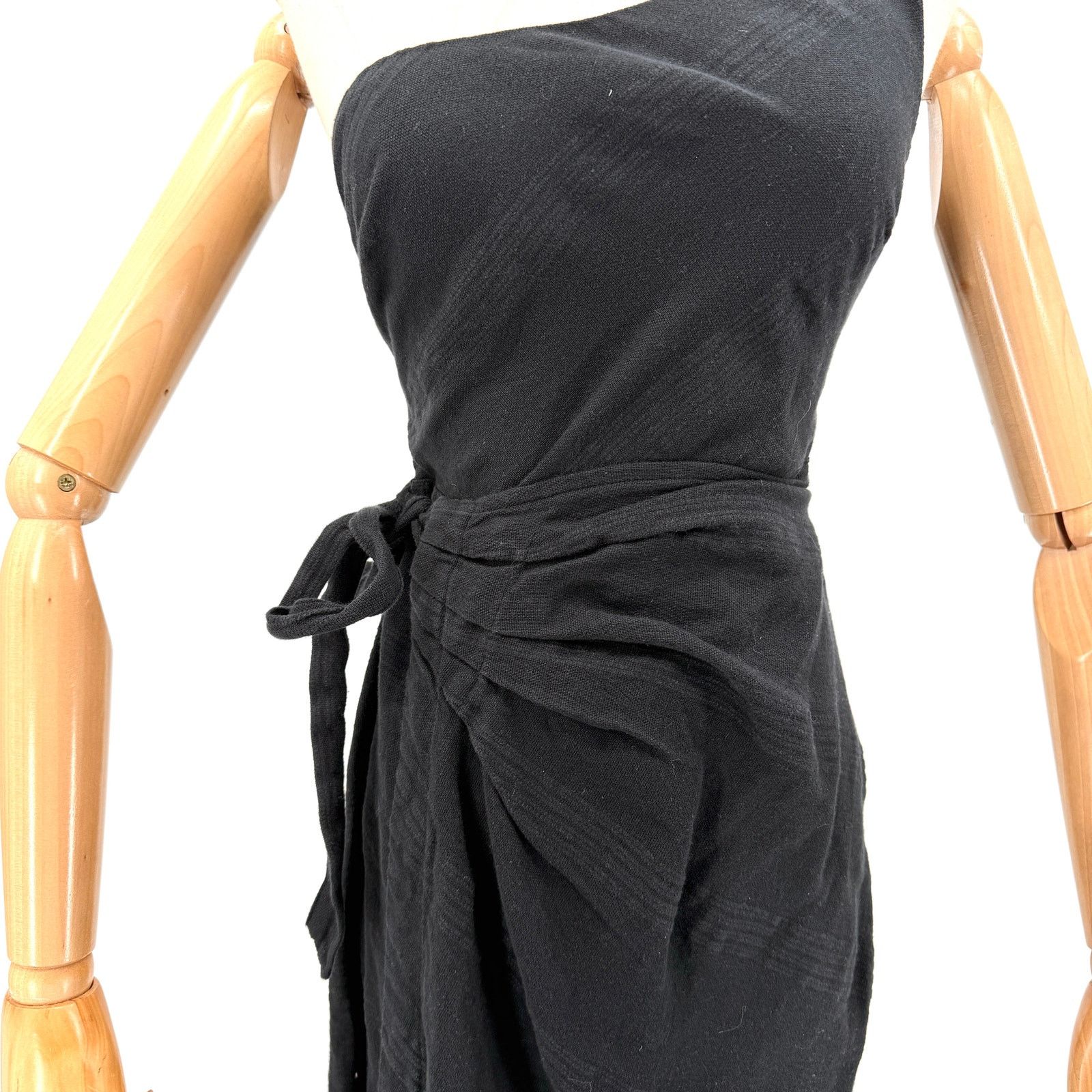 Free People NEW 100% Cotton Asymmetrical One-Shoulder Wrap Midi Dress Size XS / US 0-2 / IT 36-38 - 3 Thumbnail