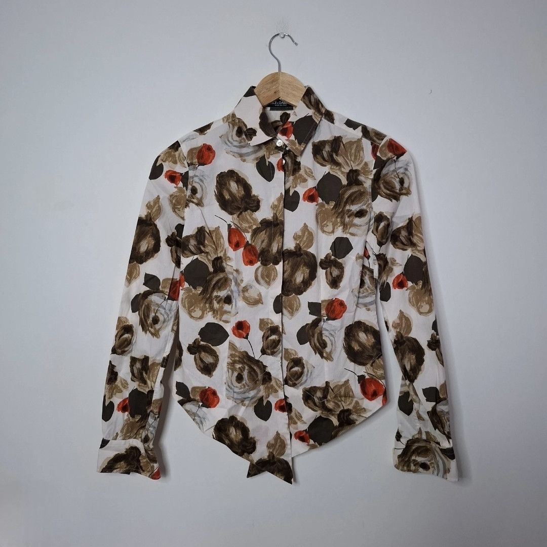 Dolce & Gabbana DOLCE & GABBANA Beige Floral Roses Buttoned Shirt Size XS / US 0-2 / IT 36-38 - 2 Thumbnail