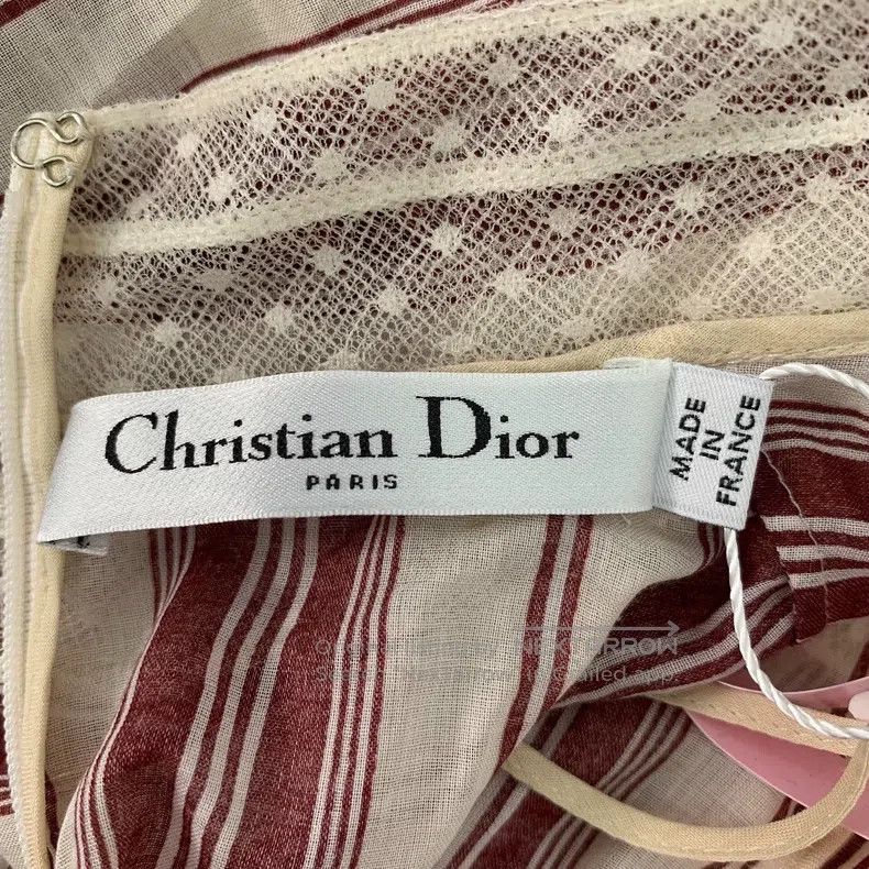 Dior Dior Colour-blocked striped lace cotton round-neck long-sl Size XS / US 0-2 / IT 36-38 - 6 Thumbnail