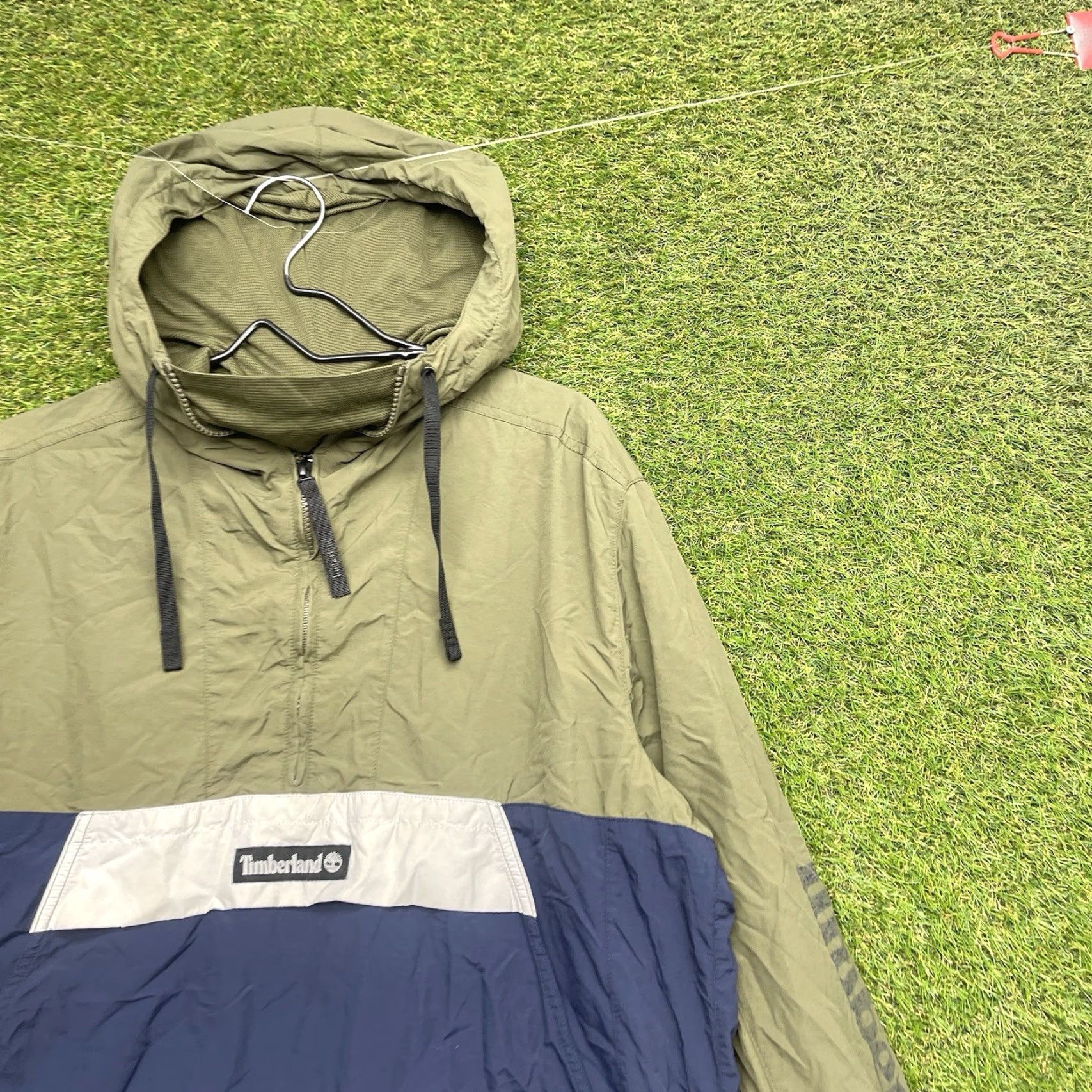 Timberland Timberland Windbreaker Mens Medium Jacket 1/4 Zip Hooded Outdoor Hiking | Timberland Weathergear | Blue | Regular Fit Mens Size US M / EU 48-50 / 2 - 3 Thumbnail