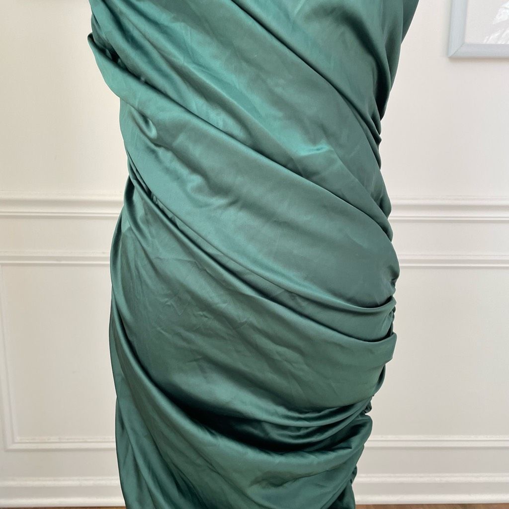 Other Fashion Nova When In Rome Rosette Satin Midi Dress Hunter Gr Size L / US 10 / IT 46 - 3 Thumbnail