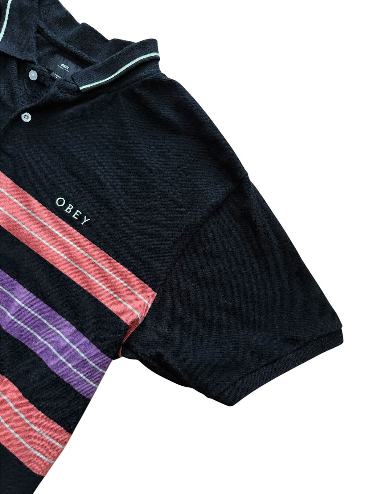 Obey Obey Striped Polo Shirt Size US L / EU 52-54 / 3 - 2 Thumbnail