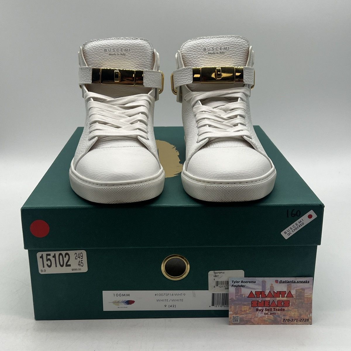 Buscemi Buscemi Mens 100MM White Leather High Top Sneakers Shoes Size US 9 / EU 42 - 2 Thumbnail