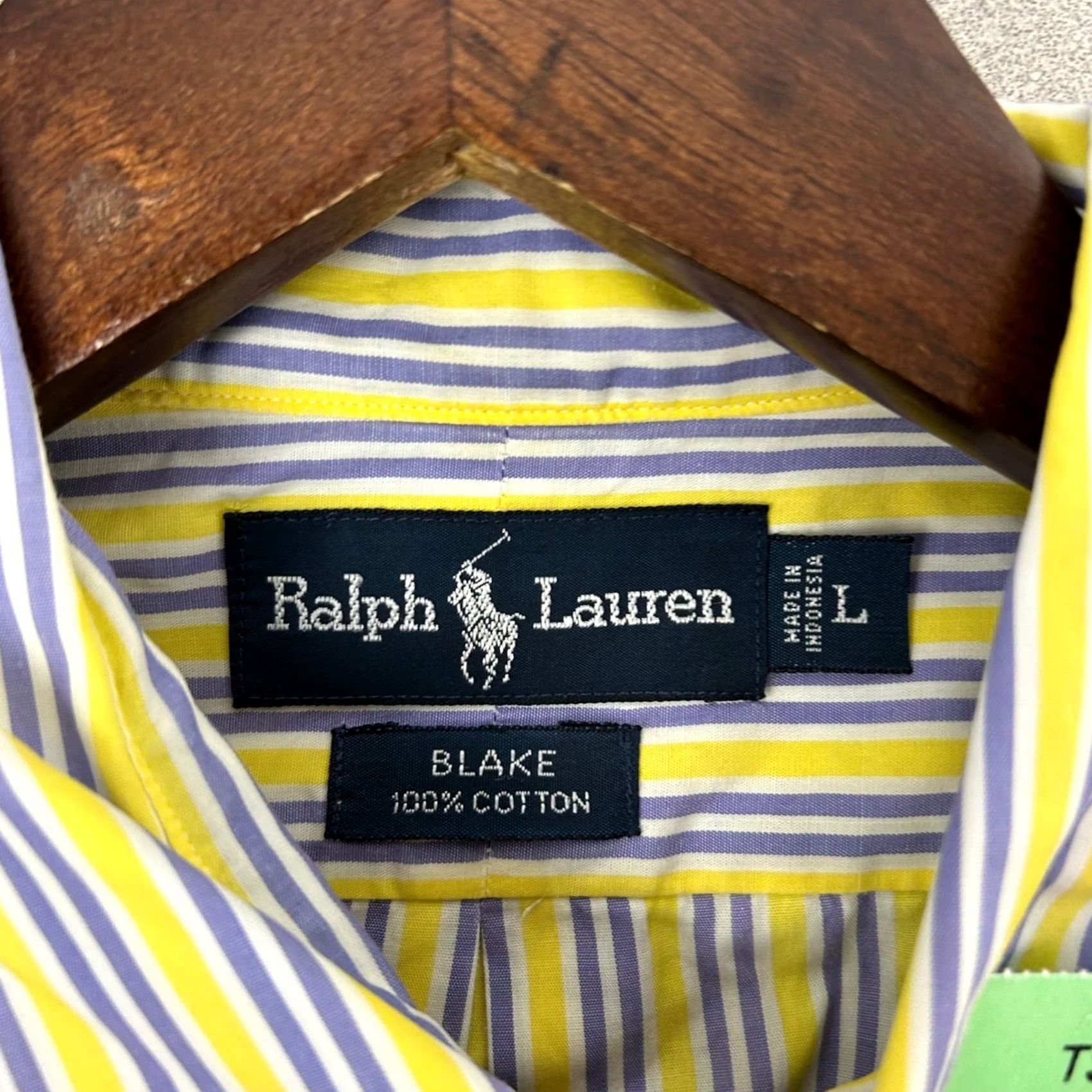 Ralph Lauren Ralph Lauren Blake Striped Shirt Mens Large Yellow Purple Short Sleeve Button-Down Button-Up Embroidered Pony Casual Summer Cotton Size US L / EU 52-54 / 3 - 3 Thumbnail