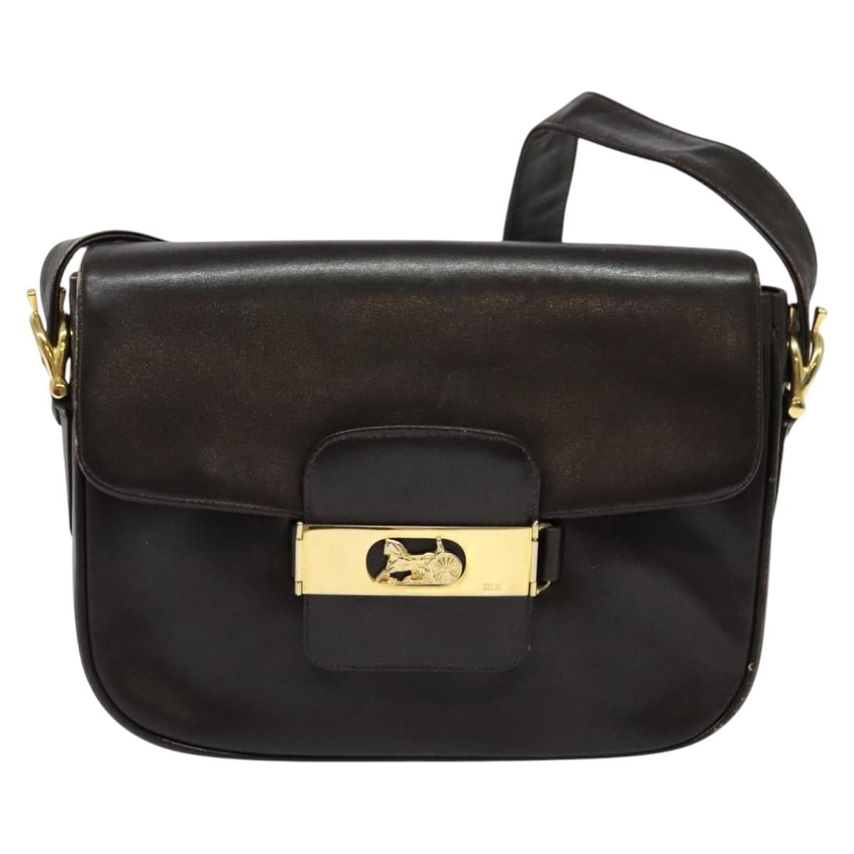 Celine CELINE Horse Carriage Shoulder Bag Leather Brown Gold Size ONE SIZE - 2 Thumbnail