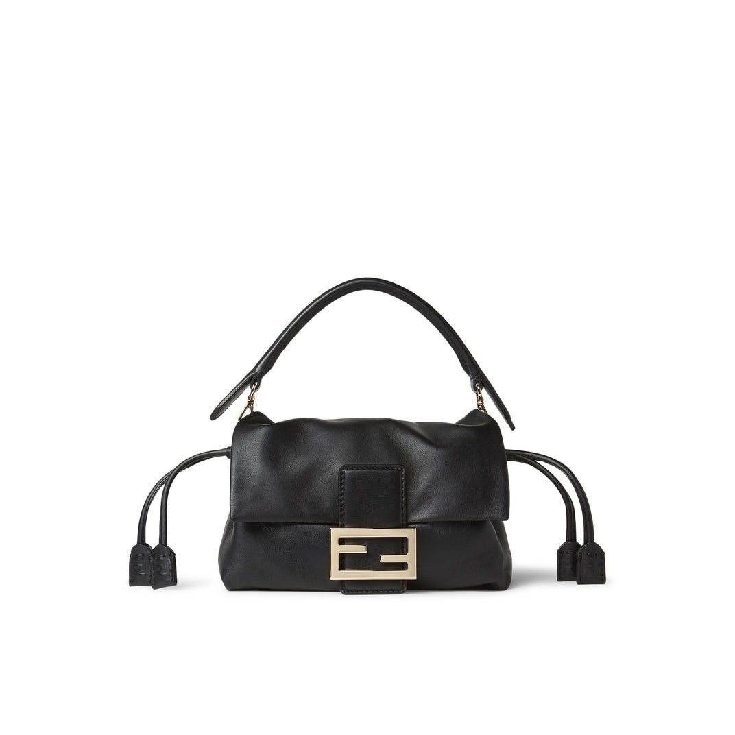 Fendi $2700 Baguette Soft Small Black Nappa Leather Shoulder, Women's