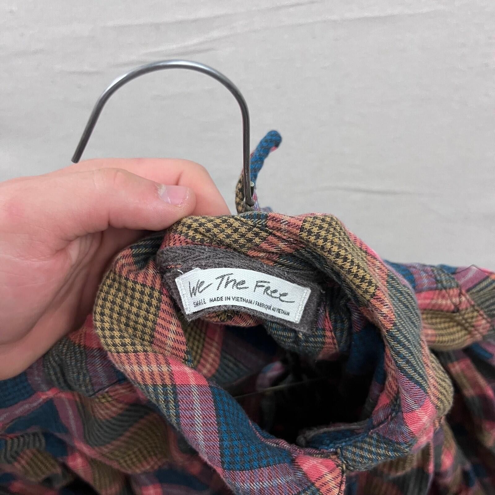 Other We The Free Plaid Button Down Women Small Pink Blue Tie Back Size S / US 4 / IT 40 - 3 Thumbnail