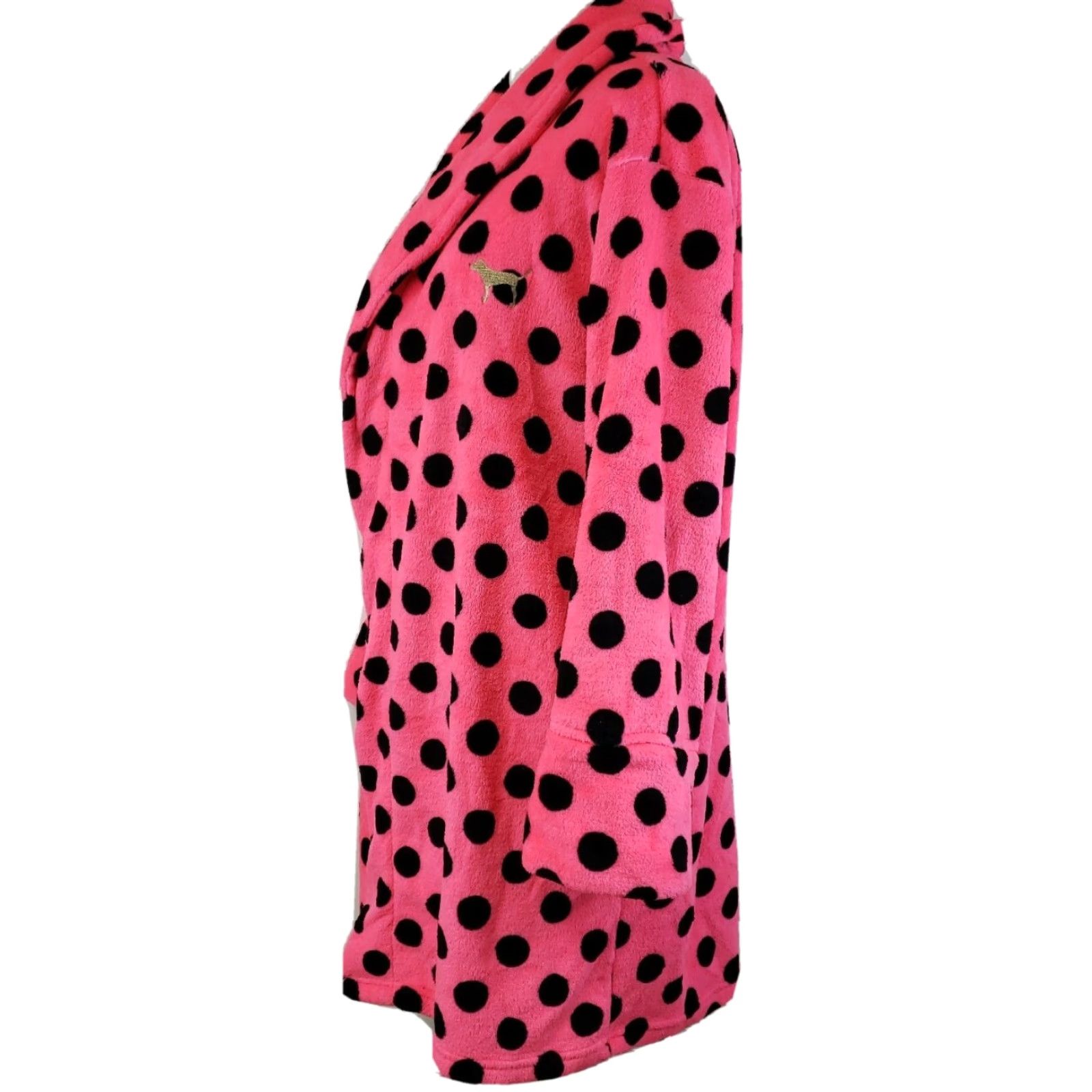 Pinko VINTAGE PINK Victoria's Secret Robe Womens XS/S Pink Polka Dot Kimono Sleepwear Ladies Lightweight Fleece Size ONE SIZE - 4 Thumbnail
