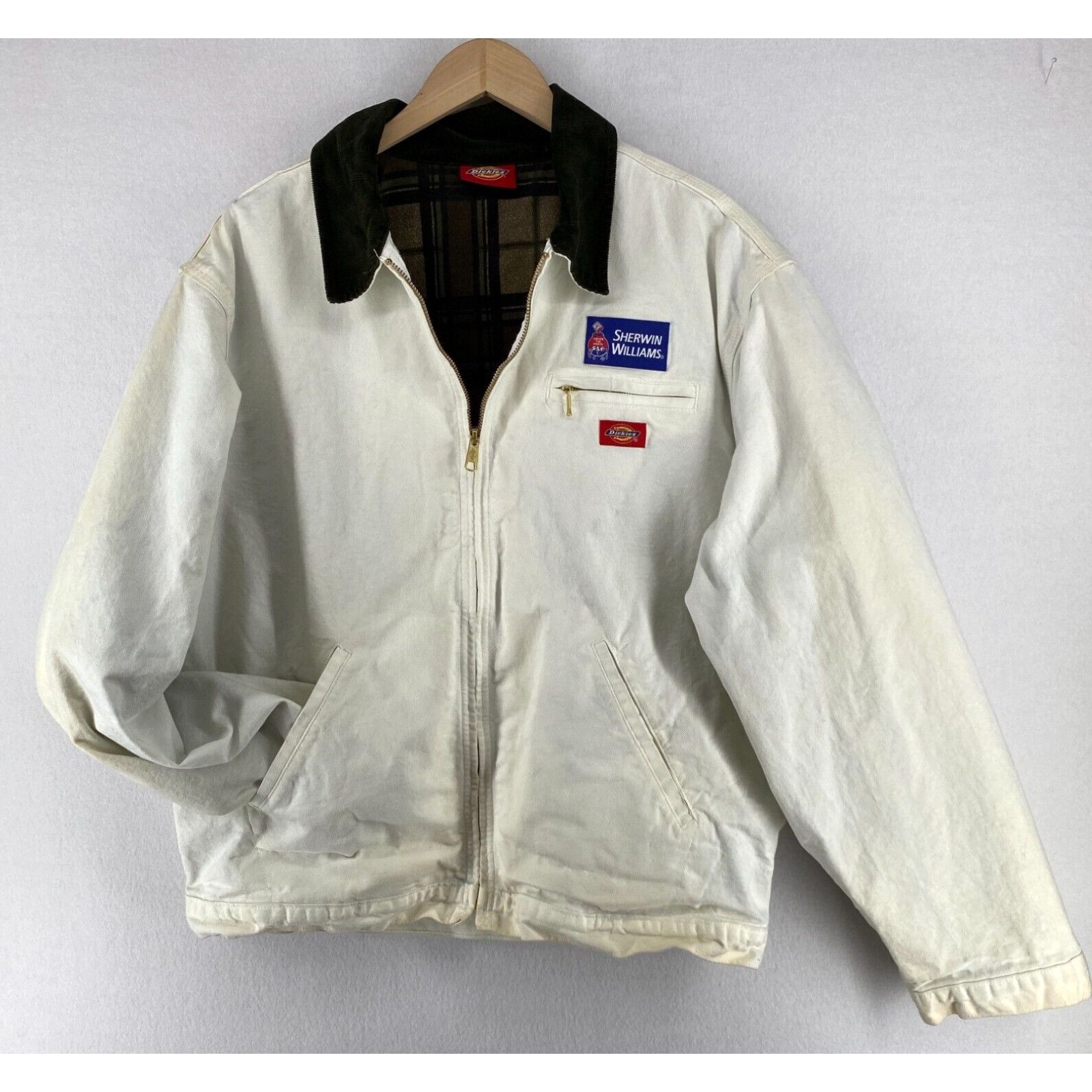 image of Sherwin Williams Jacket Mens XL Dickies Barn Coat Painting Canvas Utility Lined in White