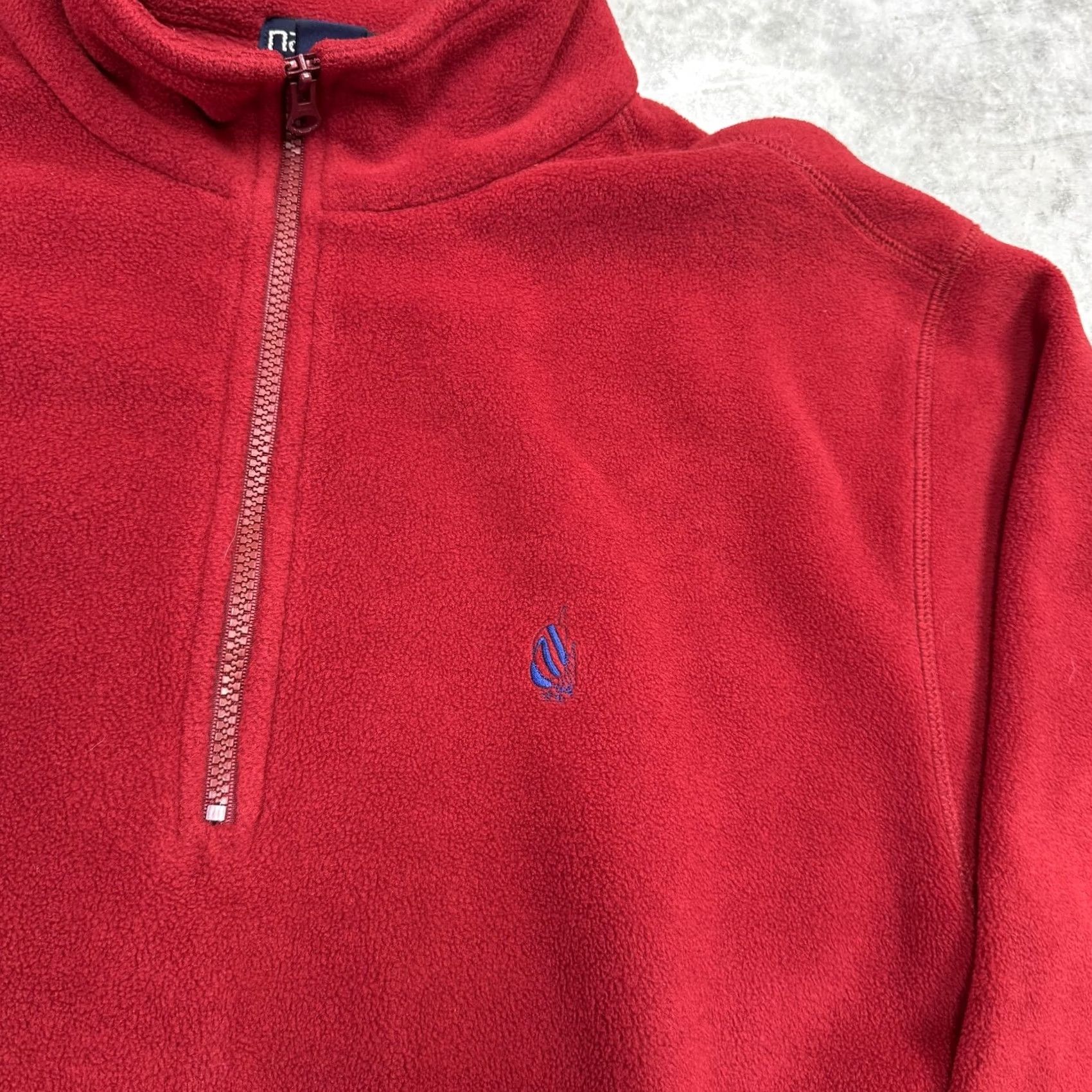 Nautica Nautica Pullover Mens Small Red 1/4 Zip Fleece Embroidered Sail Made USA Sweatshirt Polyester Zipper Logo Solid Pattern Boys/Mens? Size US S / EU 44-46 / 1 - 3 Thumbnail
