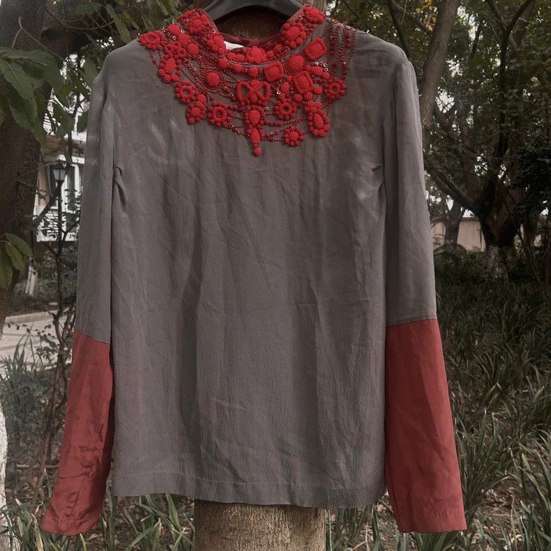 Dries Van Noten dries van noten Beaded sequin silk shirt 2504-Nextarrow Size US XXS / EU 40 - 1 Thumbnail