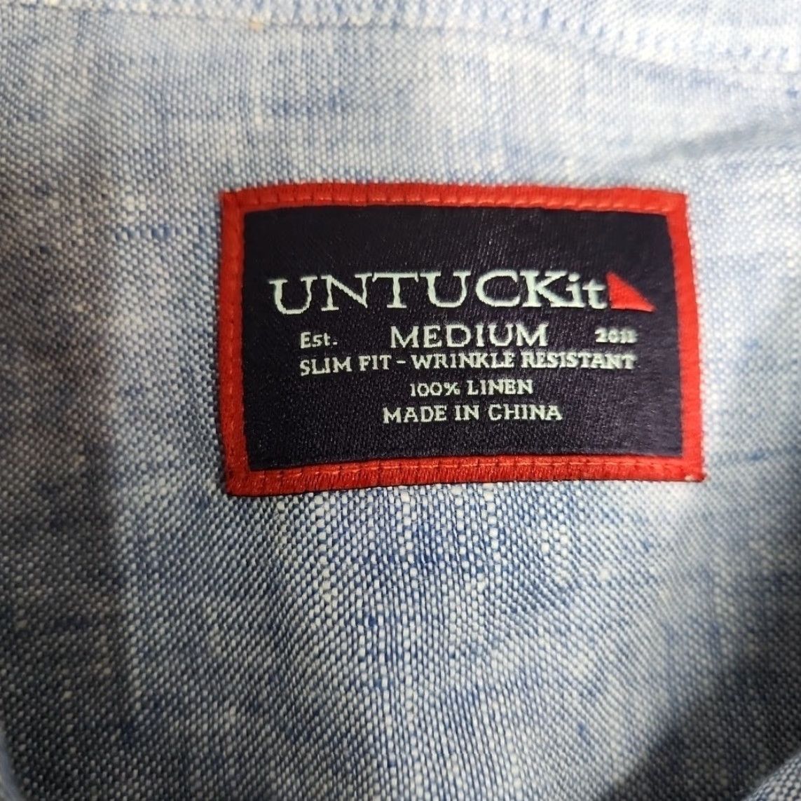 UNTUCKit UNTUCKit Men Blue Short Sleeve Button-Up Casual Shirt Slim Fit M Regular Button-Down Size US M / EU 48-50 / 2 - 2 Thumbnail