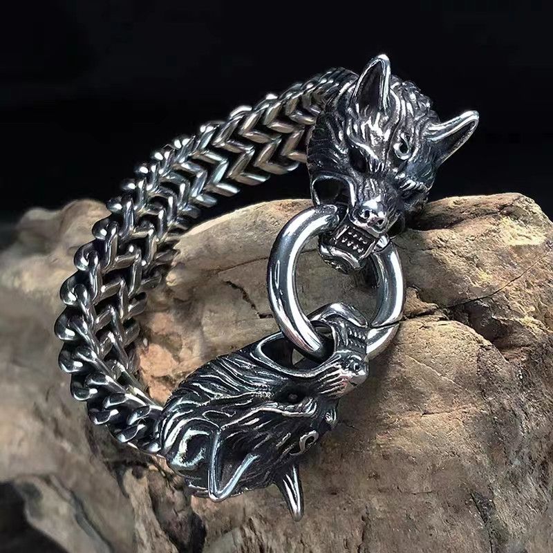 Japanese Brand Nordic Double Wolf Head Bracelet Size ONE SIZE - 2 Thumbnail