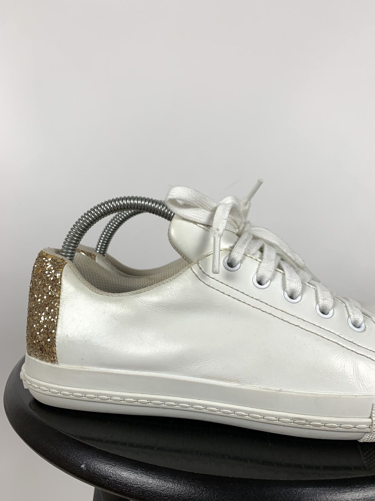 Miu Miu White Leather Low Top Sneakers