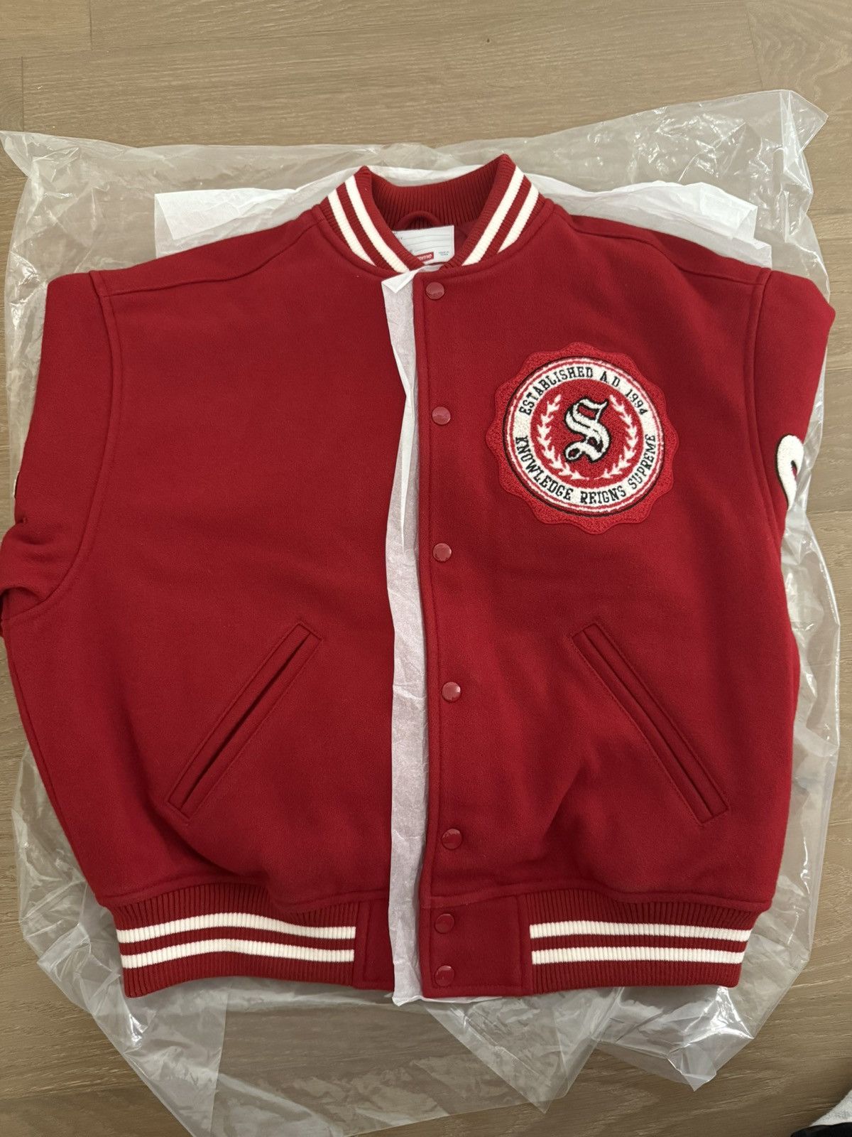 Supreme Supreme X Numbernine Collab Varsity Jacket Red | Grailed