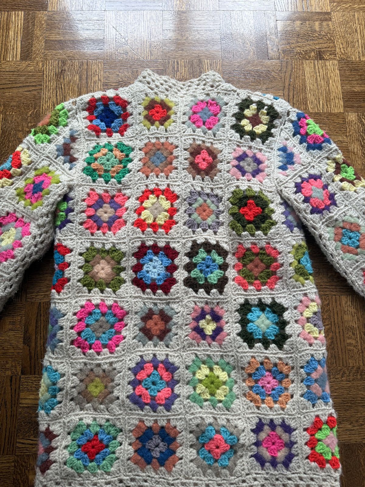 Vintage Vintage 70s Handmade Crochet Granny Square Quilted Jacket Size S / US 4 / IT 40 - 4 Thumbnail