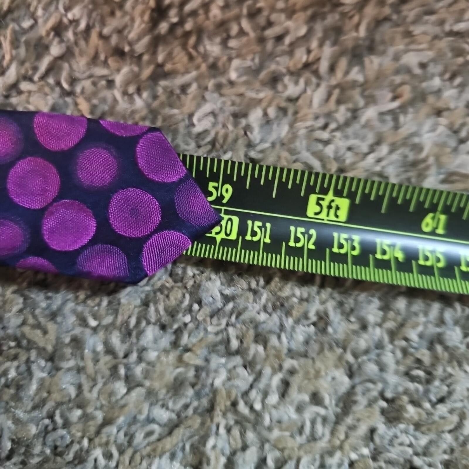 The Unbranded Brand 100% Silk Handmade Purple Polka Dot Tie Size ONE SIZE - 4 Thumbnail