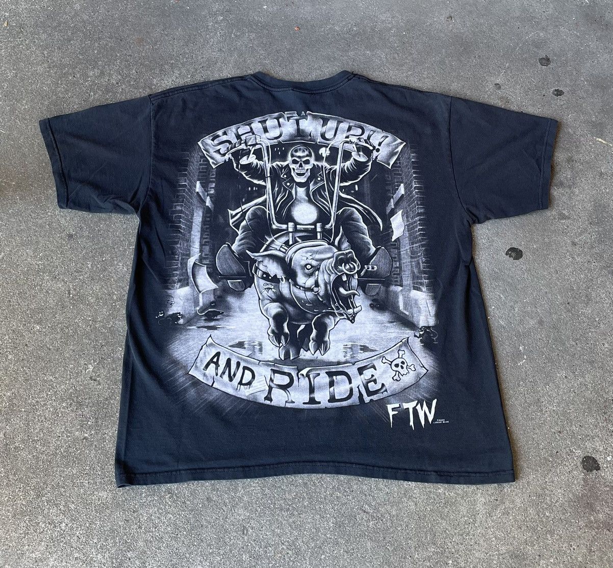 Liquid Blue 2000 Liquid Blue Shut Up And Ride Biker Skull T Shirt Size US XL / EU 56 / 4 - 6 Thumbnail