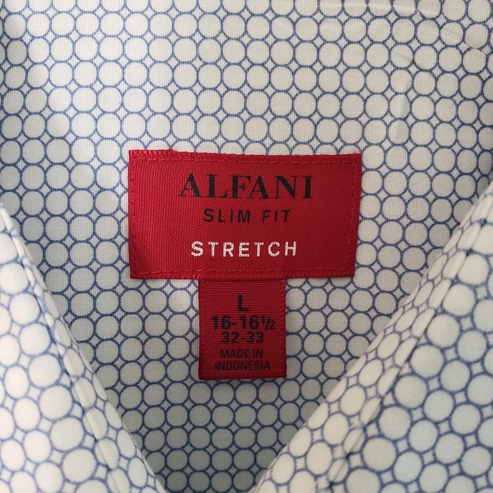 Alfani CT453 Alfani Slim Fit Stretch Men's Blue & White Shirt L Size 42R - 2 Thumbnail