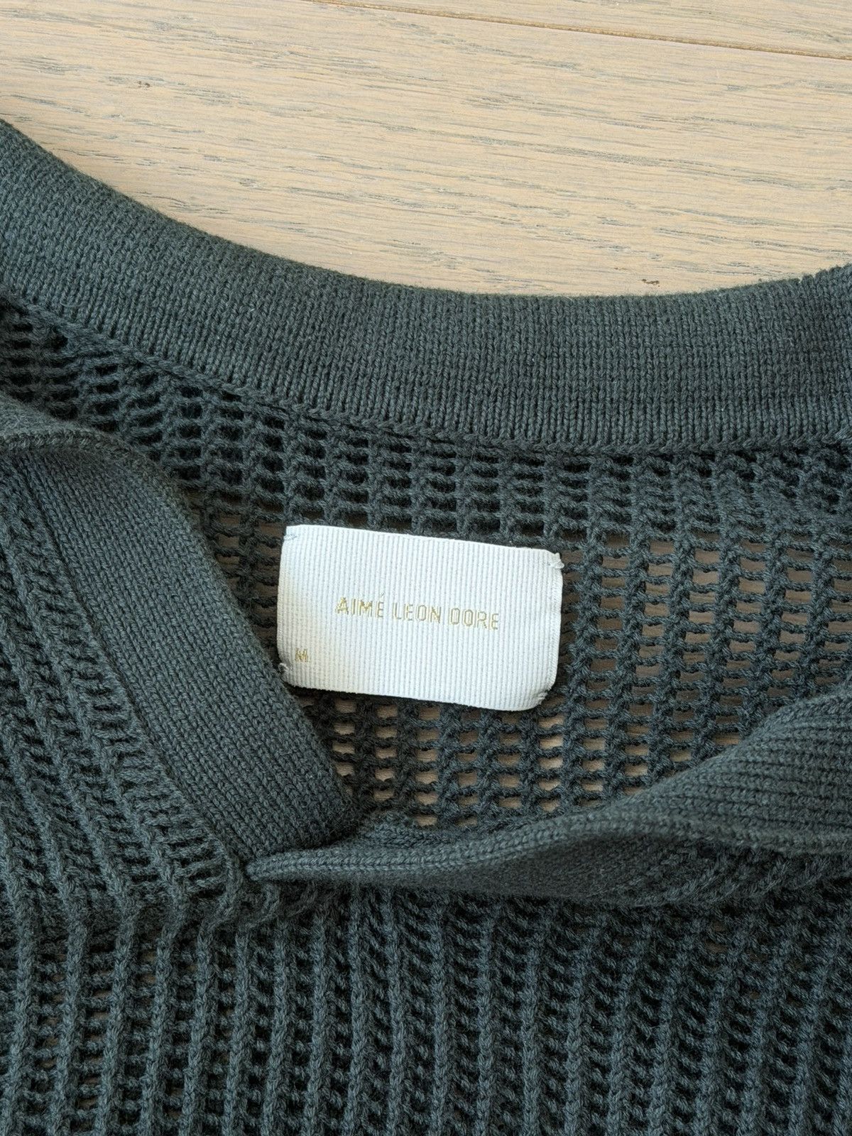 Aime Leon Dore ALD Forest Green Long-Sleeve Mesh Knit Polo Size US M / EU 48-50 / 2 - 3 Thumbnail