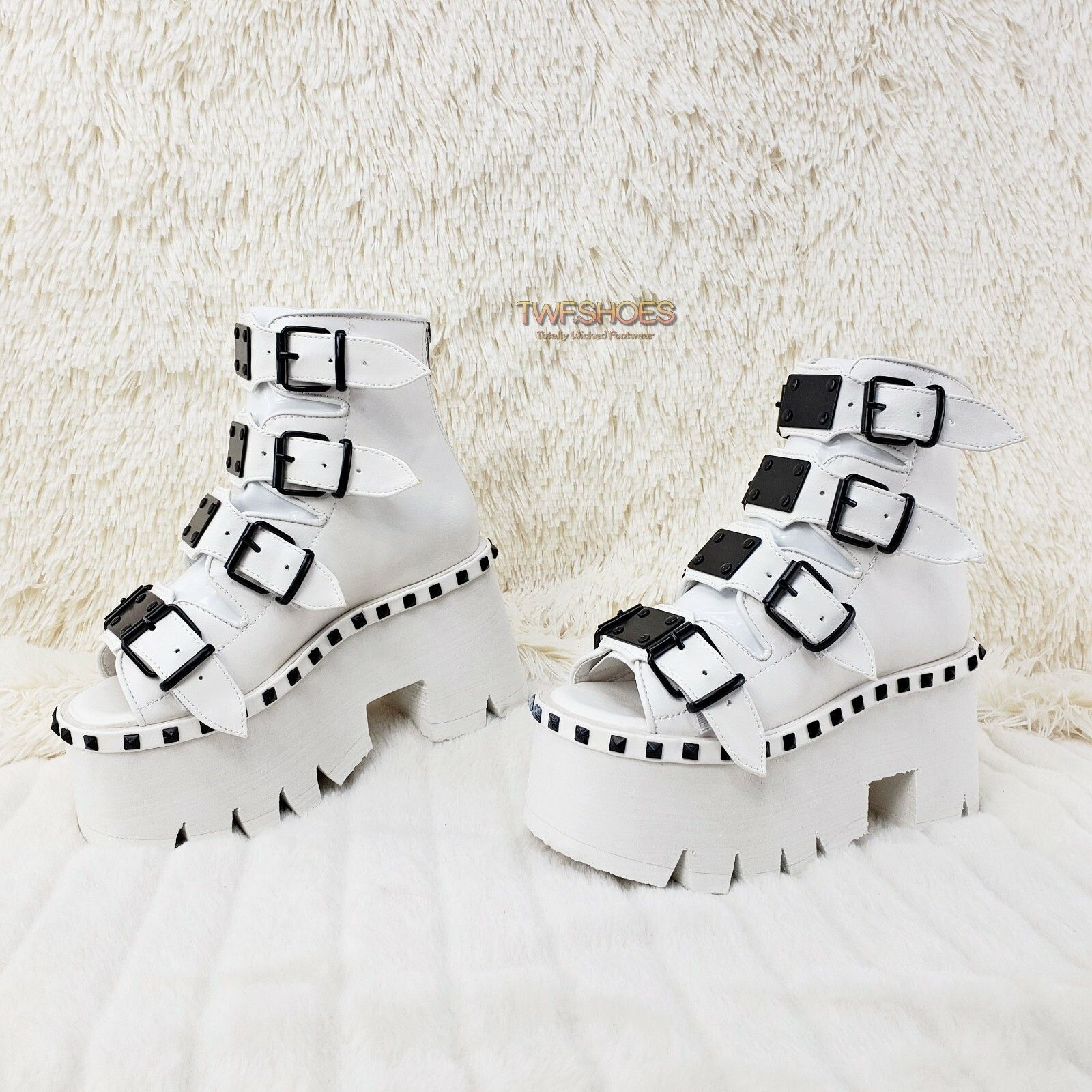 Demonia Cult DEMONIA Ashes 70 White 3.5" Platform Heel Goth Punk Sandal B Size US 9 / IT 39 - 1 Thumbnail