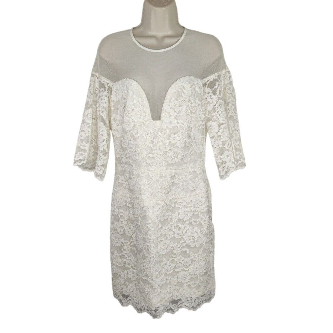 Nicole Miller Nicole Miller Lace Sheath Dress Women Size 8 Cream Wedding Size M / US 6-8 / IT 42-44 - 1 Thumbnail
