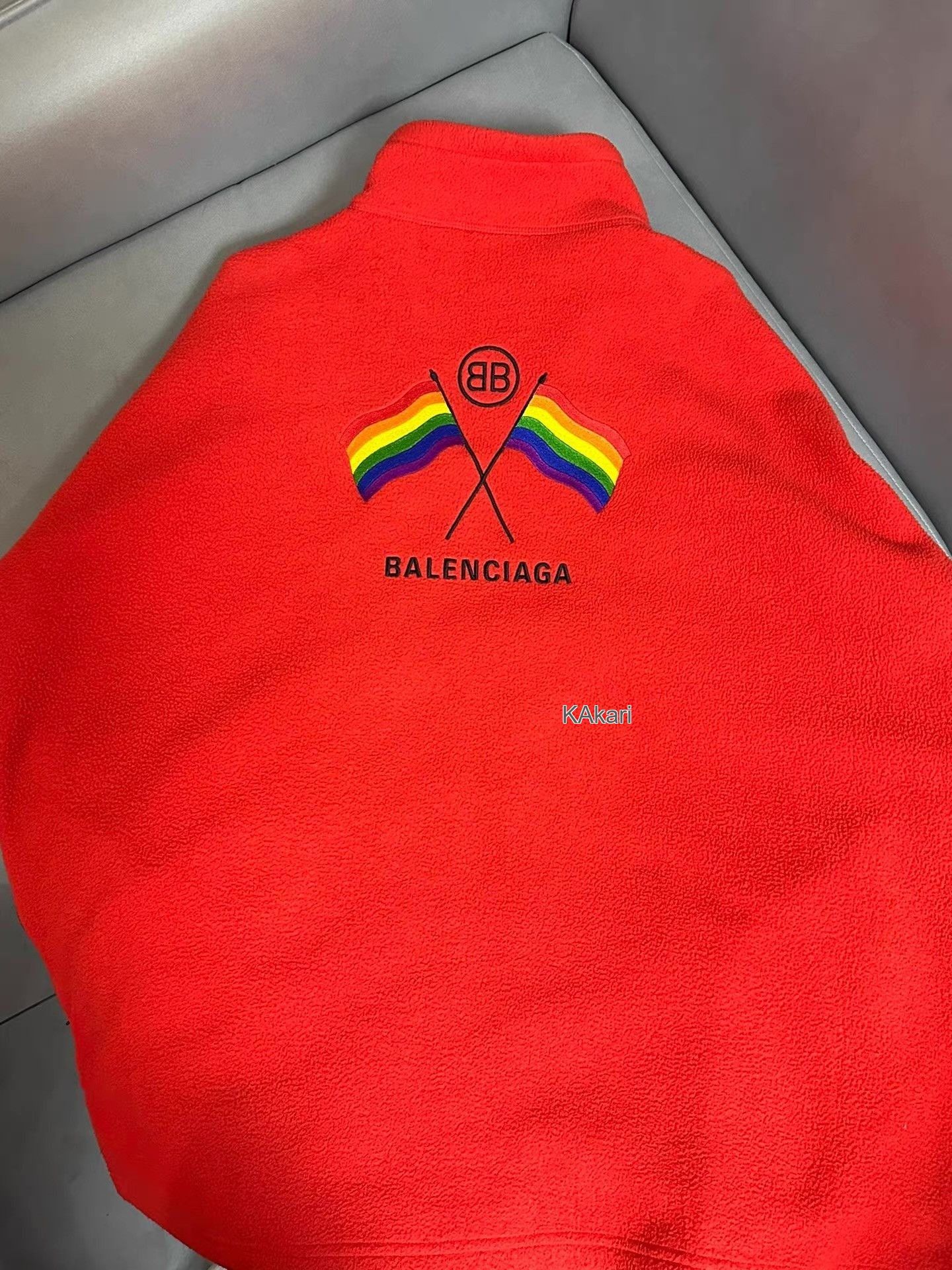 Balenciaga Red Fleece High Collar Zip-Up Jacket Size US L / EU 52-54 / 3 - 1 Thumbnail
