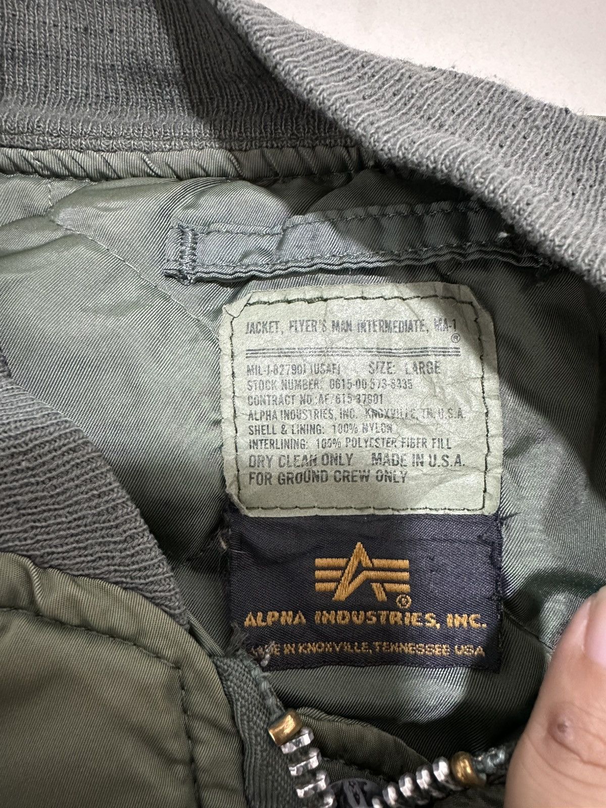 Alpha Industries Vintage 90s Alpha Industries Ma-1 Flight Jacket Fashion Army Size US L / EU 52-54 / 3 - 3 Thumbnail