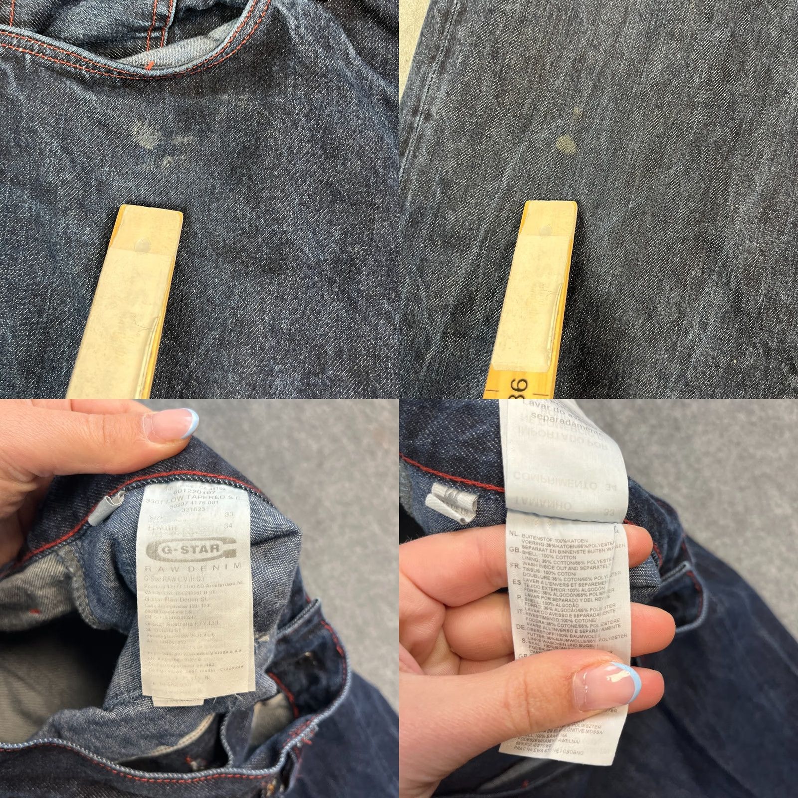 G-Star G-Star Jeans 33 34 Dark Wash Button Fly Tapered 5-Pocket Denim Cotton Mens Regular Jeans Womens? Size US 33 - 8 Thumbnail