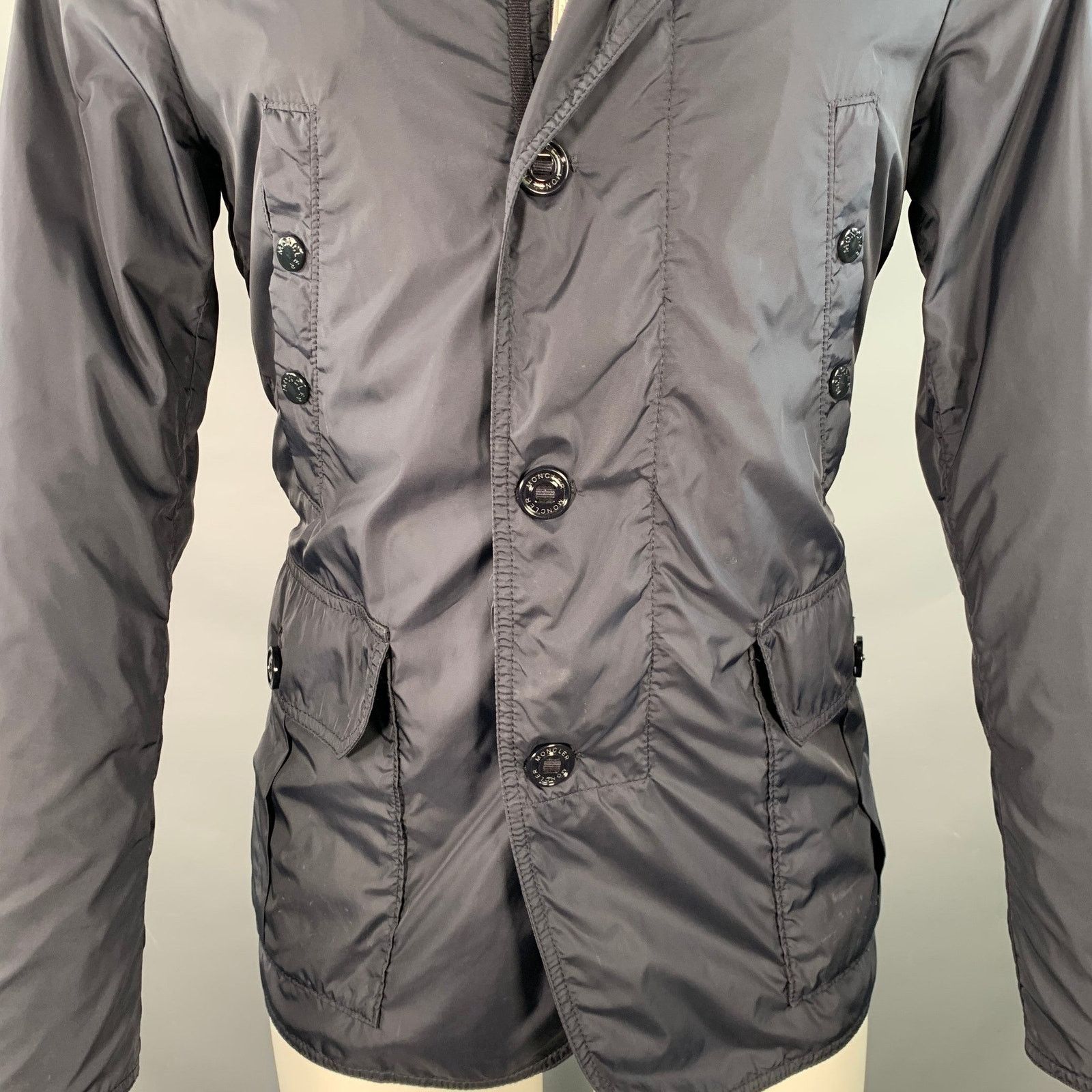 Moncler MONCLER Size M Navy Nylon Zip Buttons Windbreaker Jacket Size US M / EU 48-50 / 2 - 2 Thumbnail
