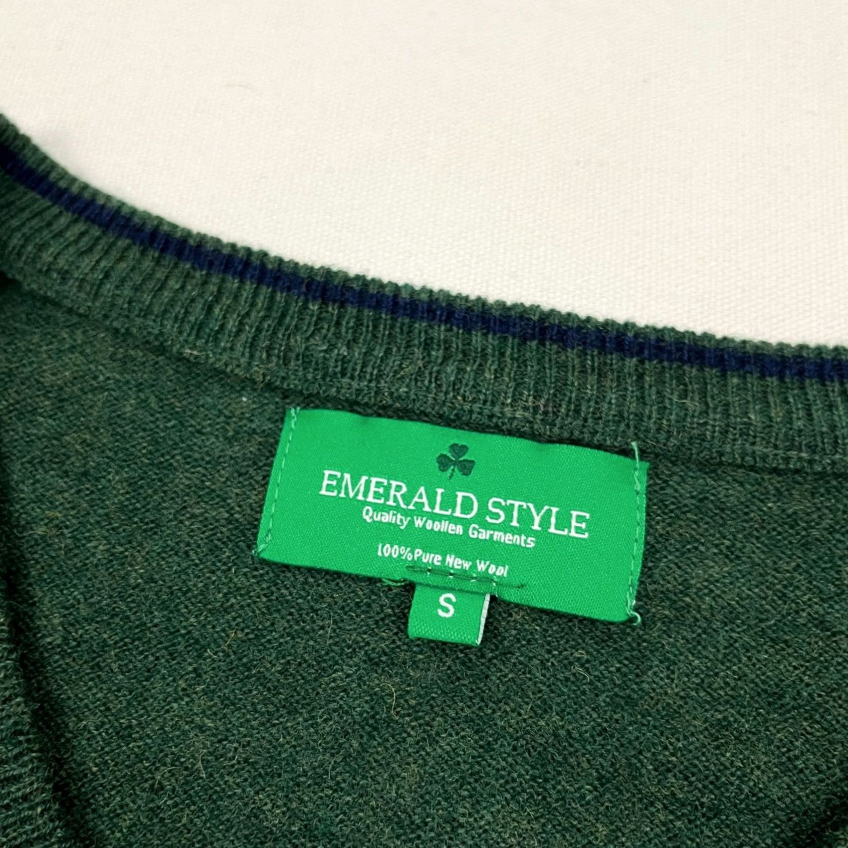 Vintage Emerald Style Lambs Wool Sweater Mens S Green Earth Tone V-Neck Pullover Preppy Size US S / EU 44-46 / 1 - 2 Thumbnail