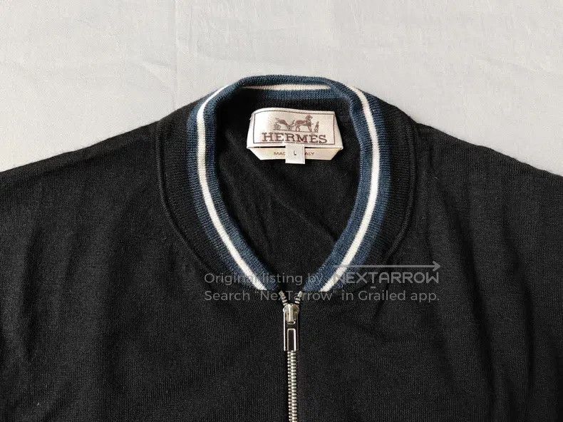 Hermes Hermes Cashmere knit sweater zipper jacket, black, 80% cas Size US L / EU 52-54 / 3 - 3 Thumbnail