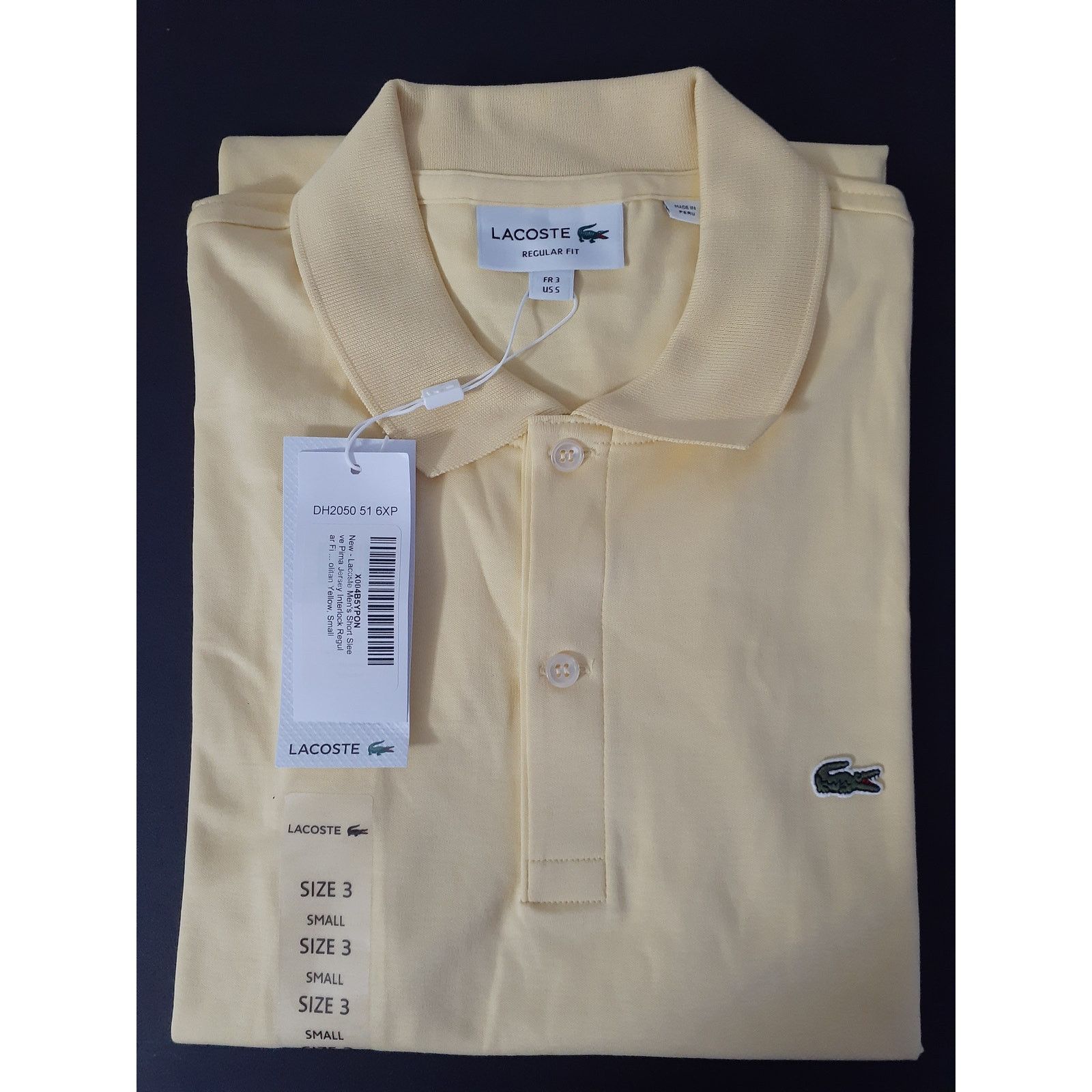 Lacoste Lacoste Mens Short Sleeve Jersey Regular Polo Yellow 2XL Size US XXL / EU 58 / 5 - 2 Thumbnail