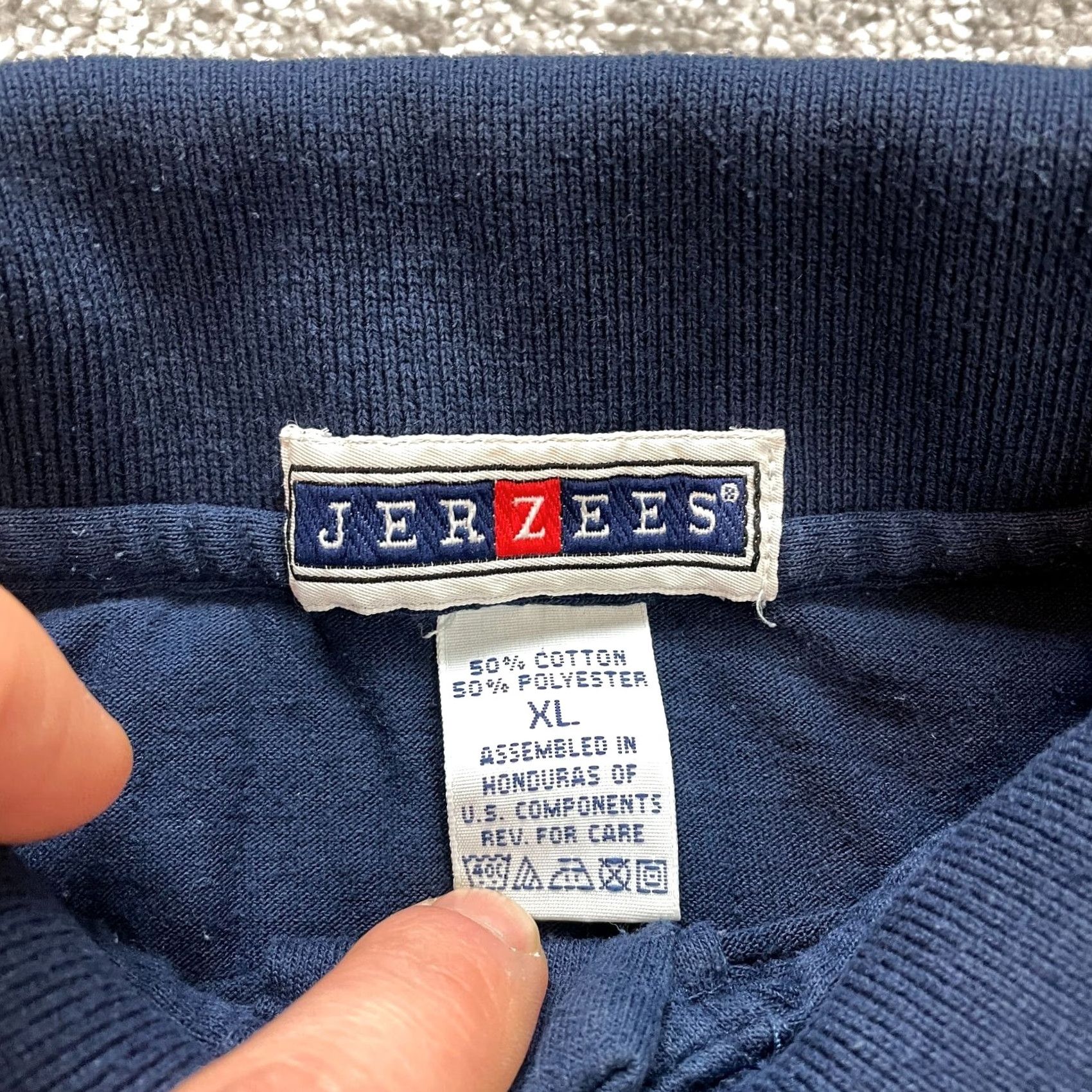 Jerzees VINTAGE Jerzees Polo Shirt Mens XL Blue collared Davis Consulting Logo Golf Rugby Adult Size US XL / EU 56 / 4 - 5 Thumbnail