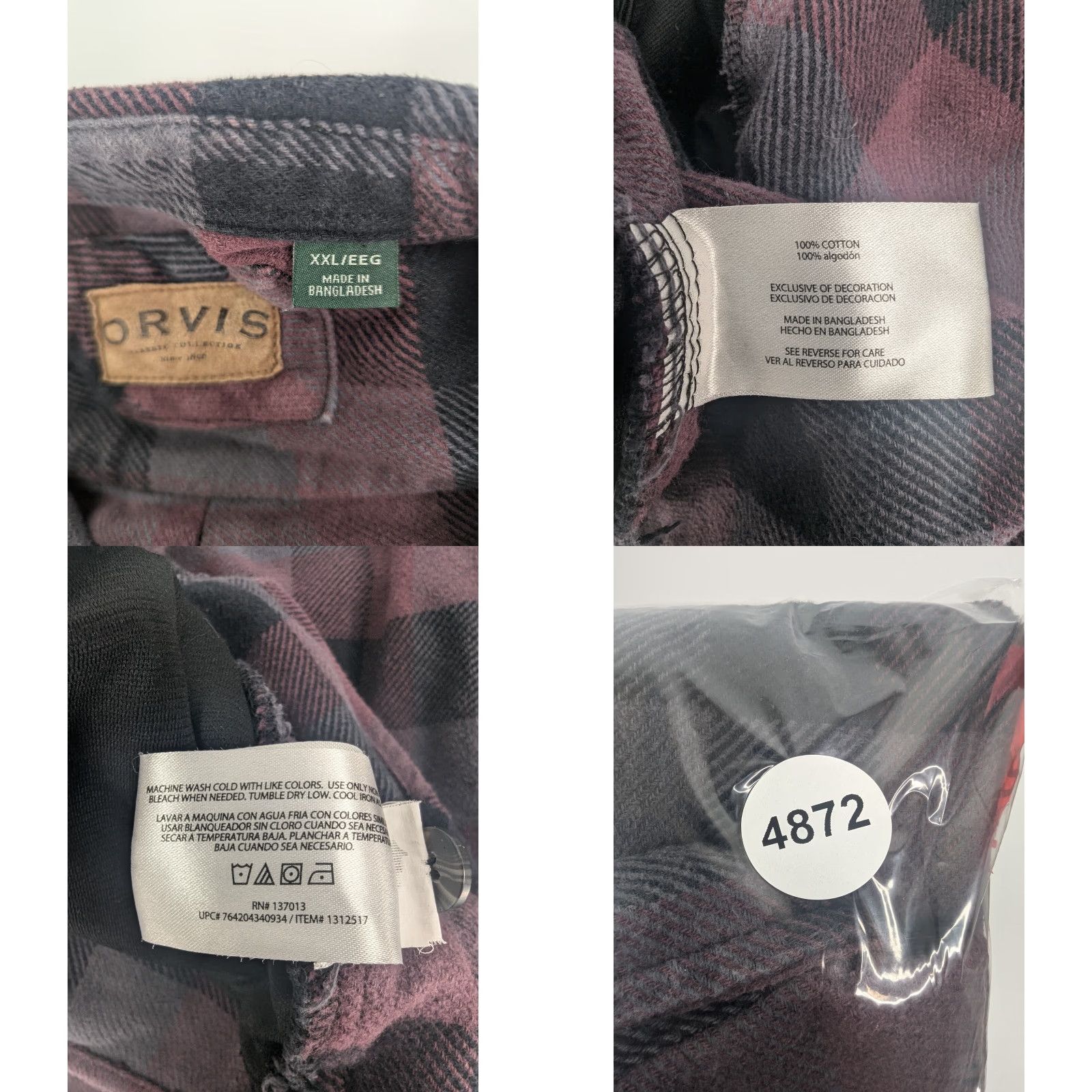 Orvis VINTAGE Orvis Shacket Shirt 2XL Red Big Bear Heavyweight Plaid Flannel Button-Up Christmas Winter Mens Size US XXL / EU 58 / 5 - 8 Thumbnail